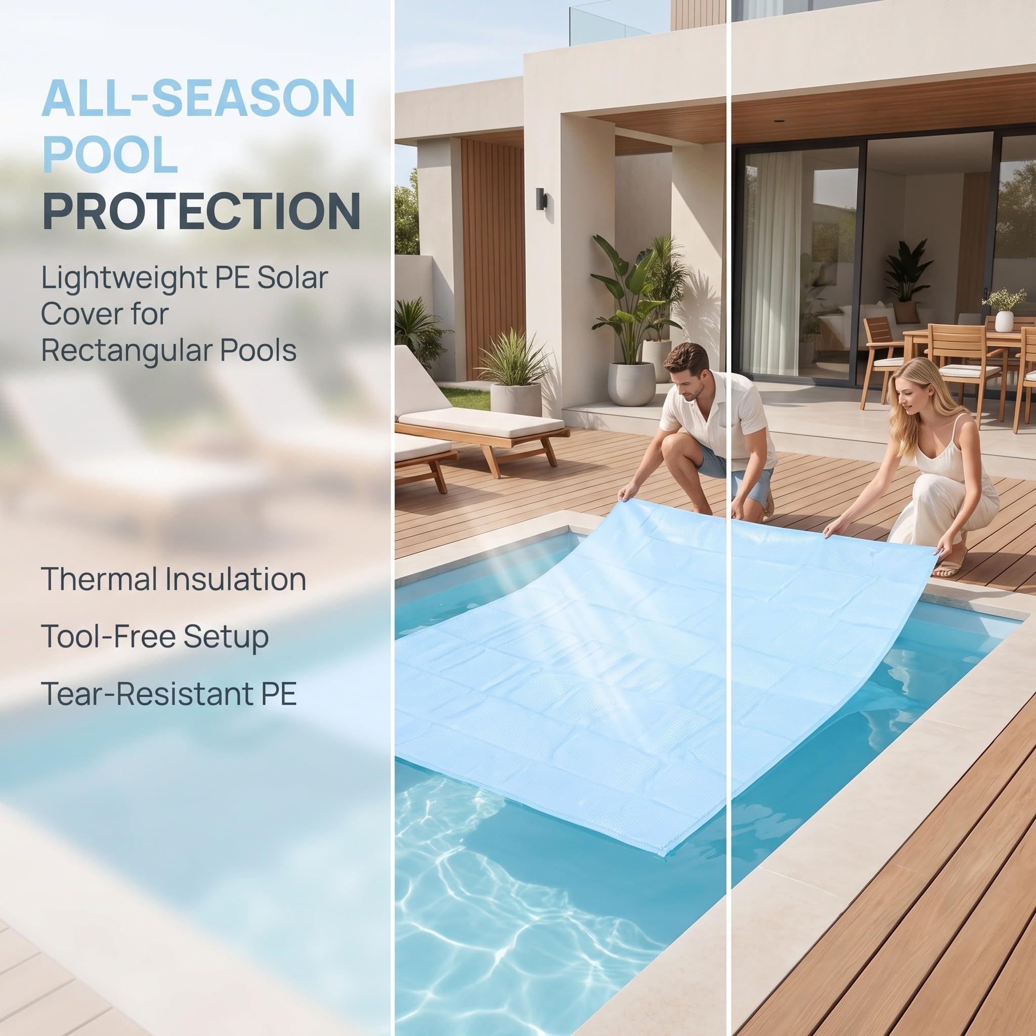 Zerodeko 2 pezzi Telo di copertura solare per piscina, coperta termica a