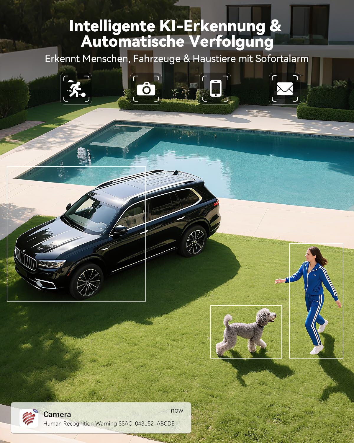 Ctronics 4K 8MP Überwachungskamera Aussen WLAN, PTZ Kamera Outdoor mit Personen/Fahrzeug/Tiererkennung & Auto-Tracking, 2,4/5GHz WLAN, 4K Farbnachtsicht, FTP&NVR, 256GB TF/Cloud/PC, IP66/Metal