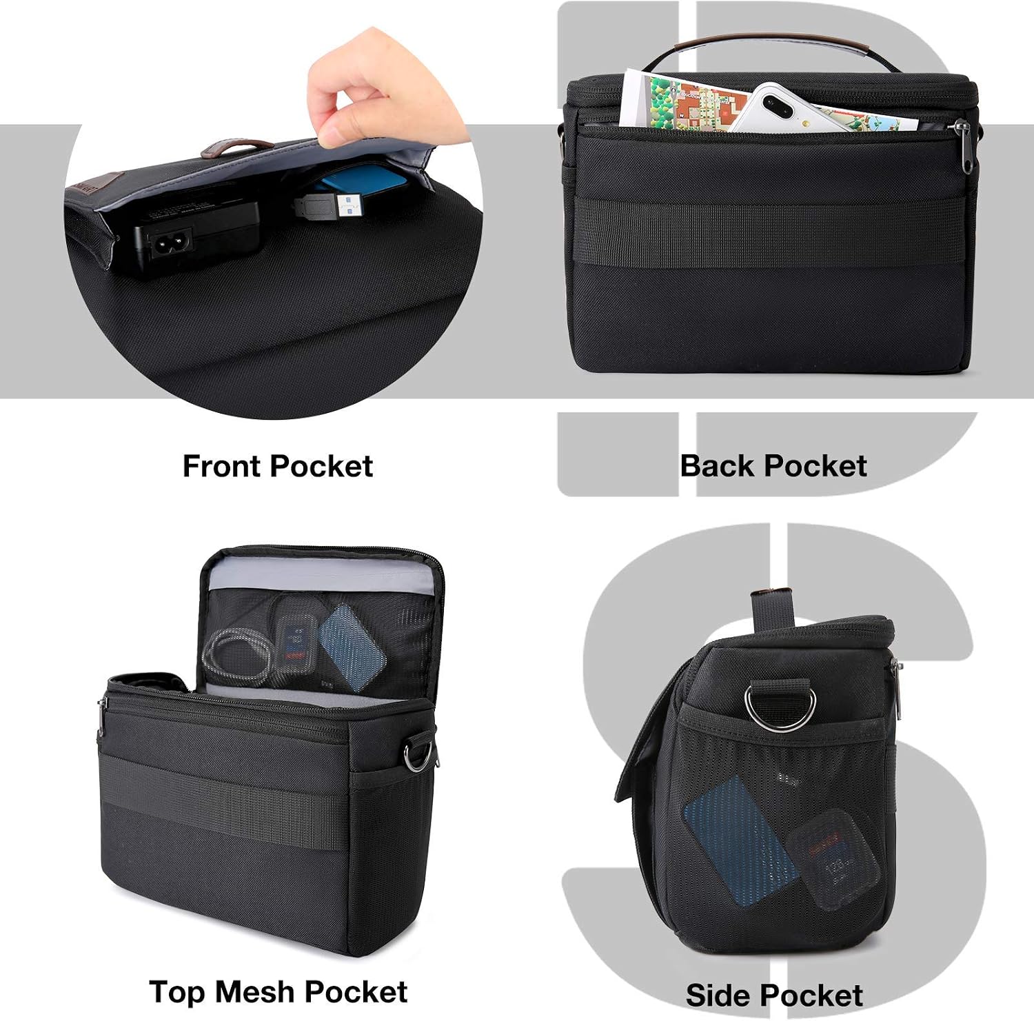 BAGSMART Camera Bag, DSLR Camera Case Water Resistant Camera Gadget Shoulder Bag for Men and Women, Black