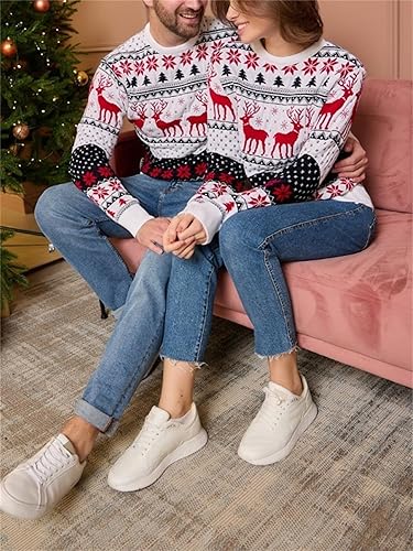 Miniatura 5 de Hassembly Suéteres feos de Navidad para parejas, de manga larga, suéter de punto para adultos, para él, ella, a juego, para vacaciones, prendas de