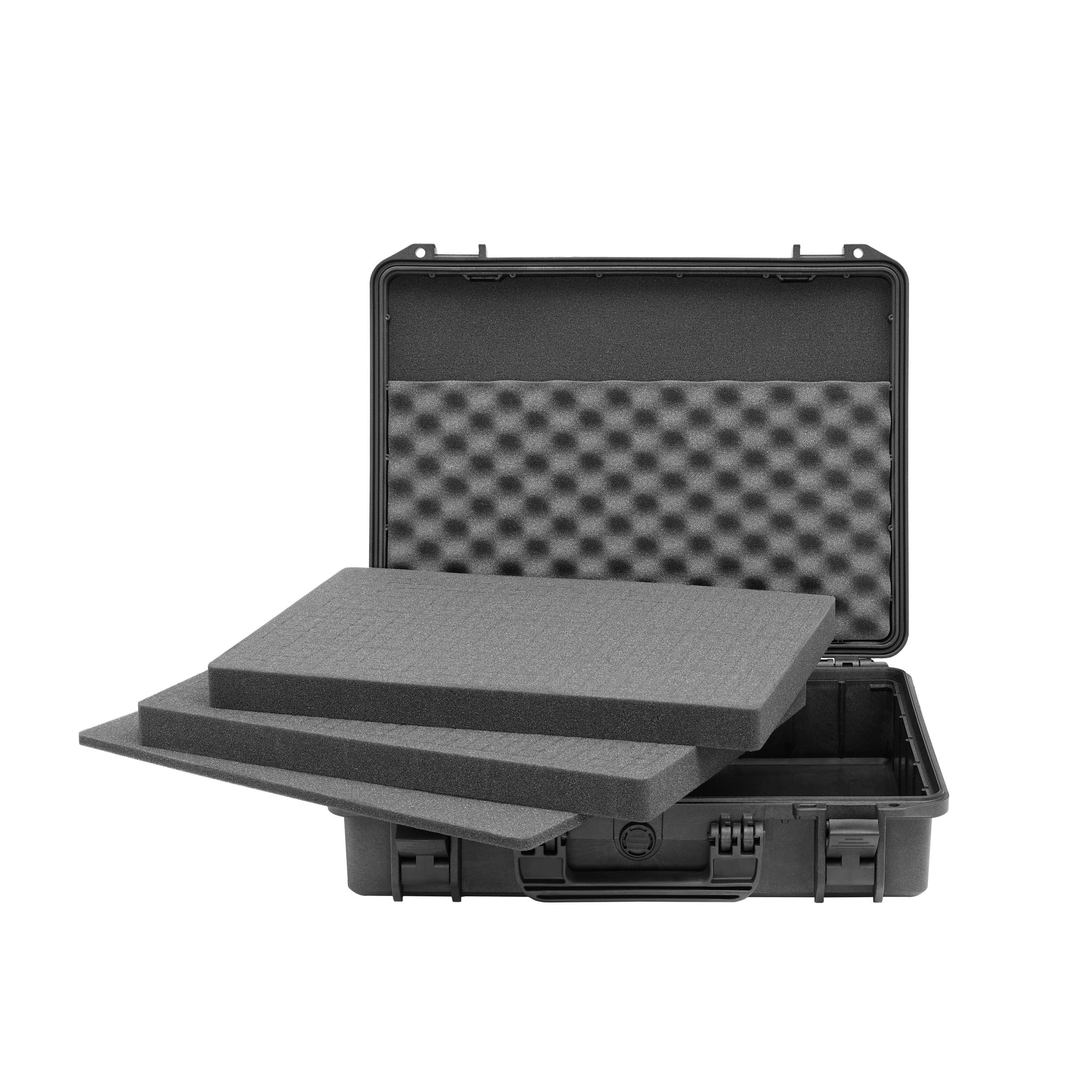 TOMcase custodia impermeabile da esterno per notebook/laptop fino a 17" e accessori, valigetta rigida infrangibile con schiuma a trama configurabile, custodia da trasporto