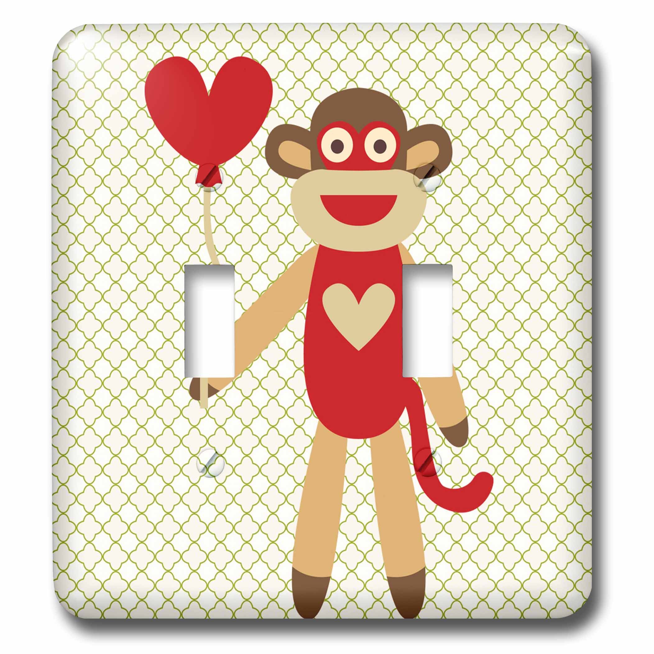 Chaussette Singe Coeur Ballon double interrupteur pour chambre enfant et salle de jeux