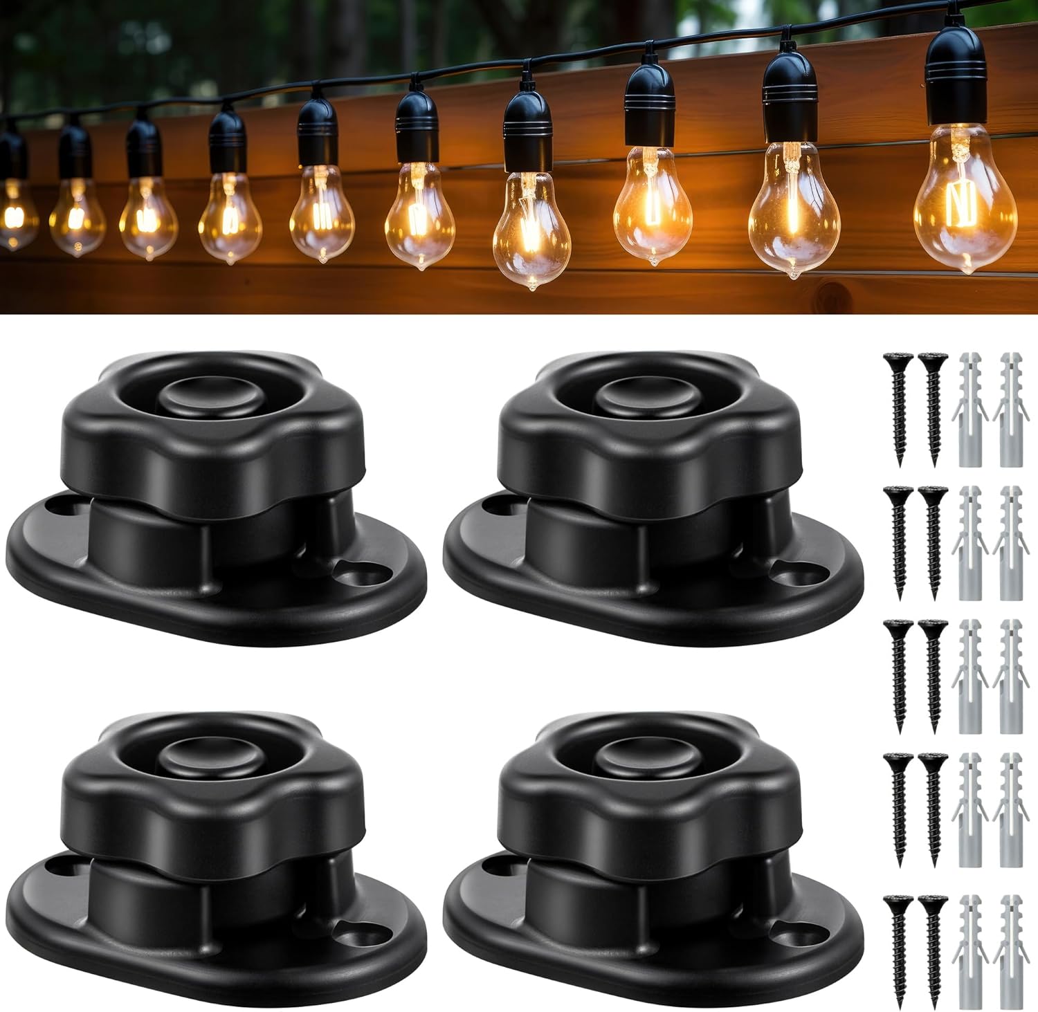 Saillong 4 Pack Heavy Duty String Light Hanging Kit