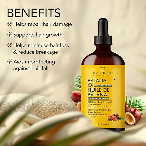 Miniatura 24 de Botanic Hearth Aceite de cafeína y batana para el crecimiento del cabello (6.7 onzas líquidas), tratamiento nutritivo y fortalecedor del cabello