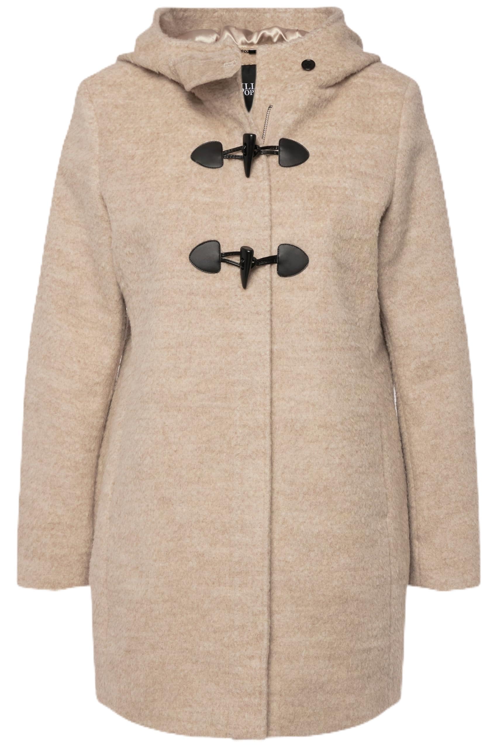 Ulla Popken Damen große Größen Übergrößen Plus Size Dufflecoat, A-Line, Wollmix, Kapuze, Knebelknöpfe, Langarm 825502
