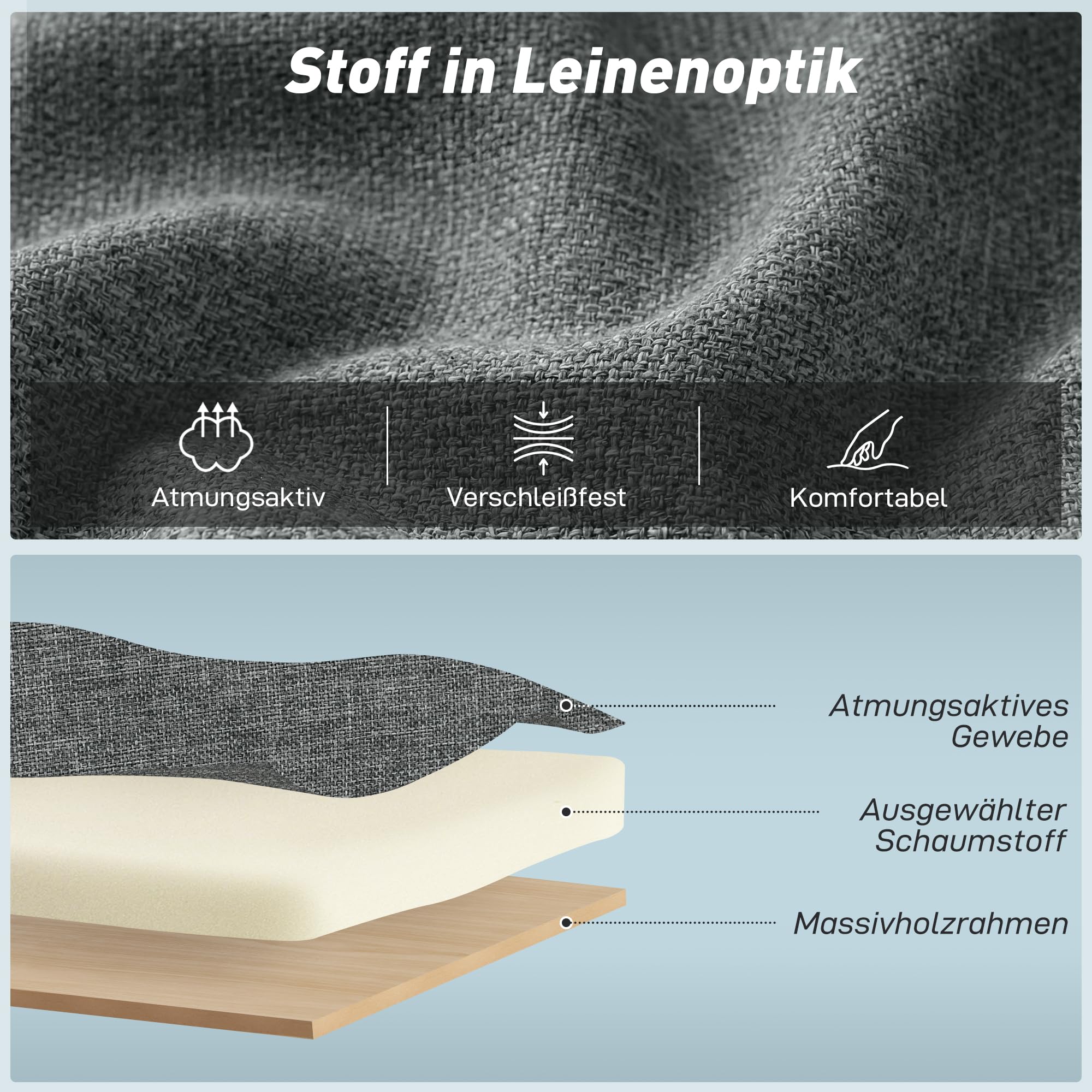 HOMCOM 4-in-1 Schlafsessel mit Bettfunktion Ausziehbares Schlafsofa Grau