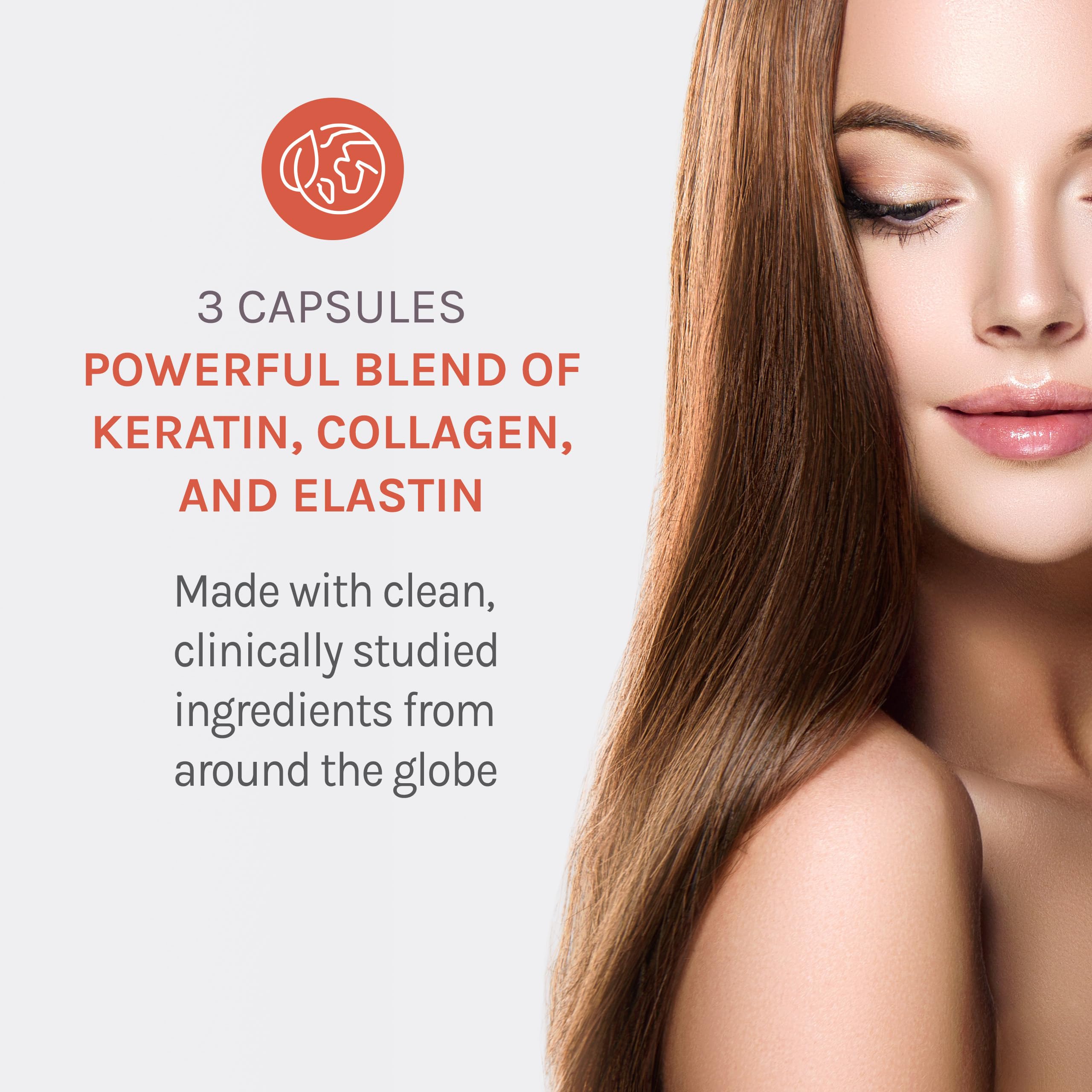 Reserveage Beauty - Tres Beauty 3 - Supplement for Hair Growth, Skin Care & Nail Care - Collagen Supplement with Keratin & Biotin - Gluten Free - 90 Capsules (30 Servings)