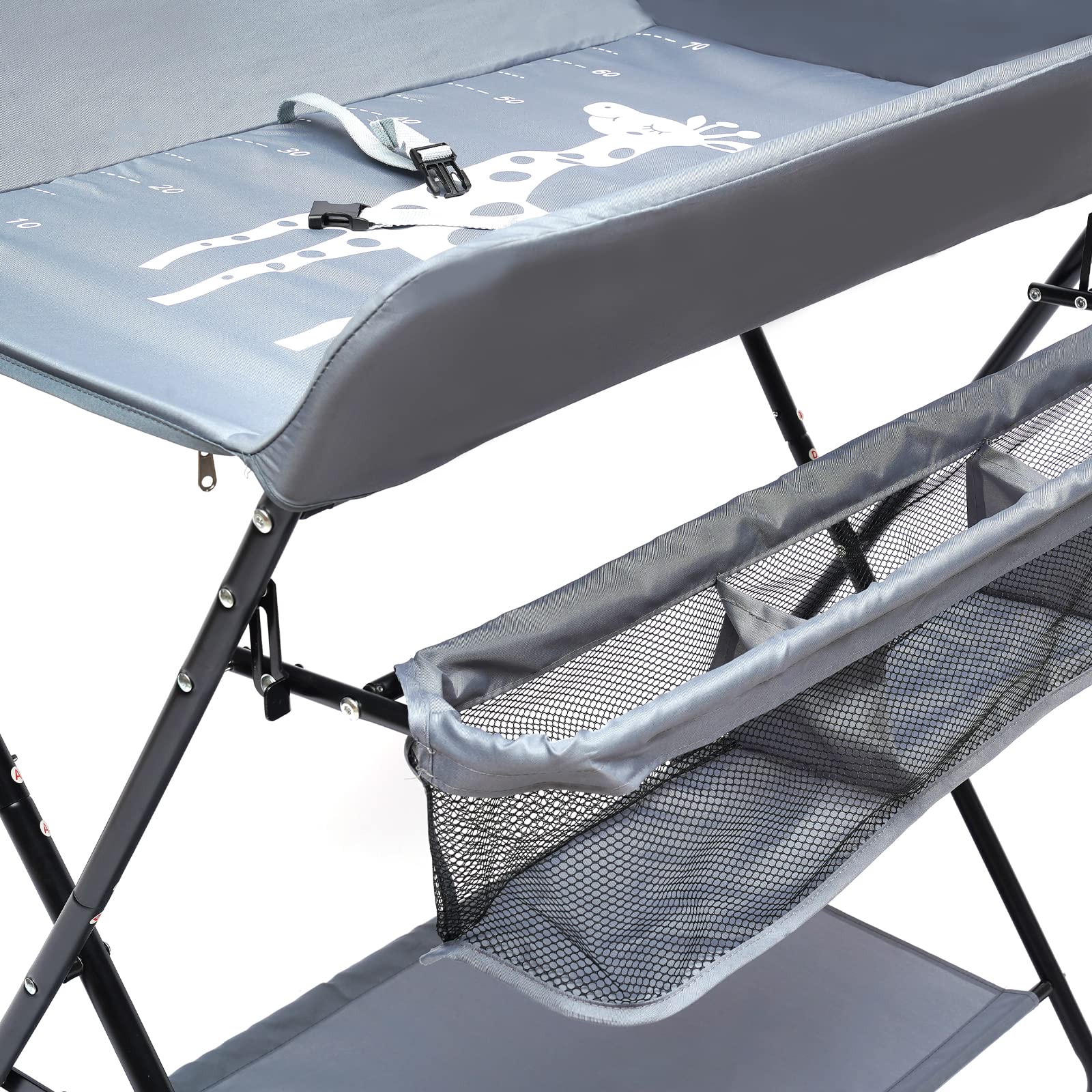 Fasciatoio portatile pieghevole per neonati con cintura di sicurezza 80x63x96 cm