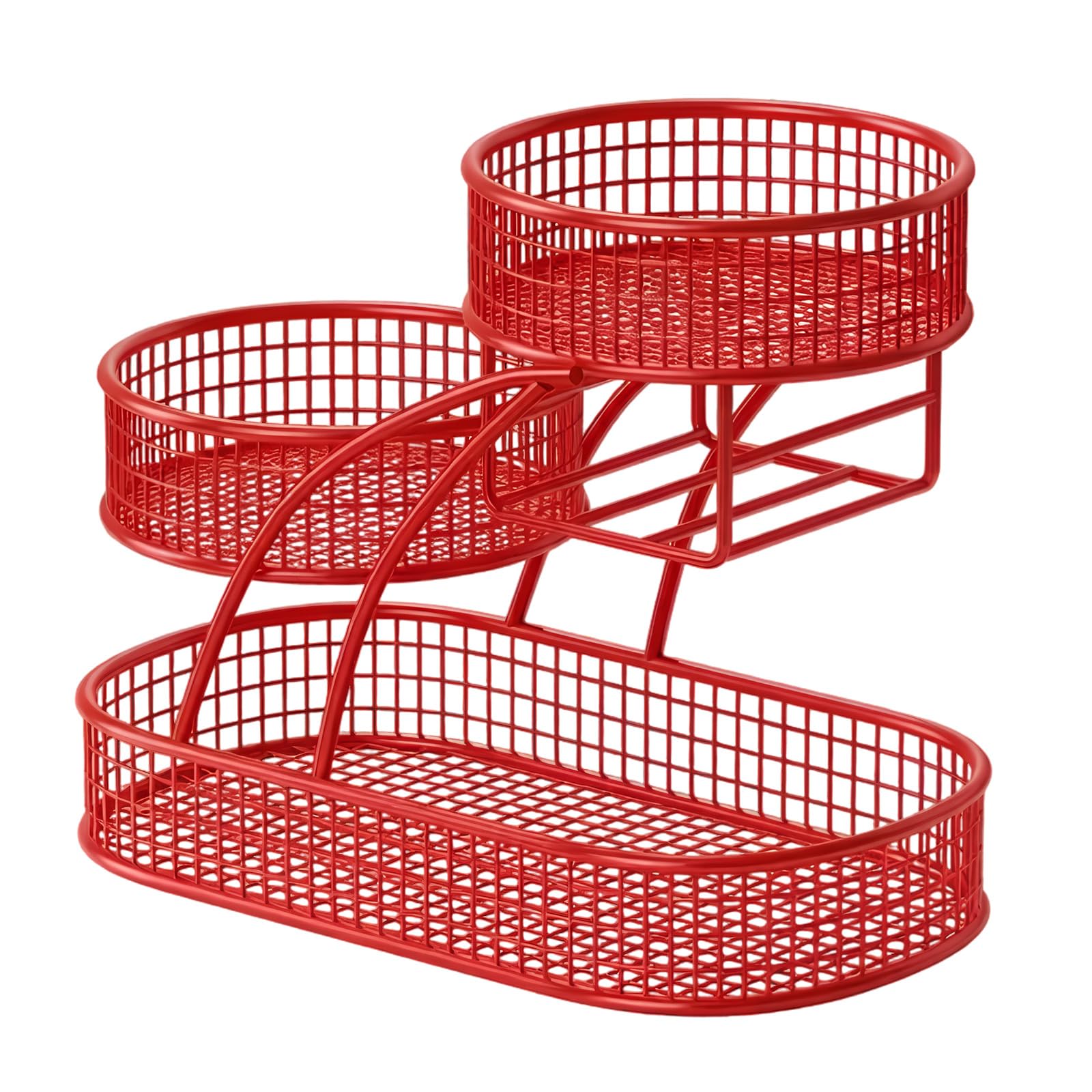 jiingekk 3-Tier Metal Fruit Basket Stand, Iron Wire Kitchen Counter Organizers with Rustproof Coating Spacious for Fruits Open Wire Design Basket