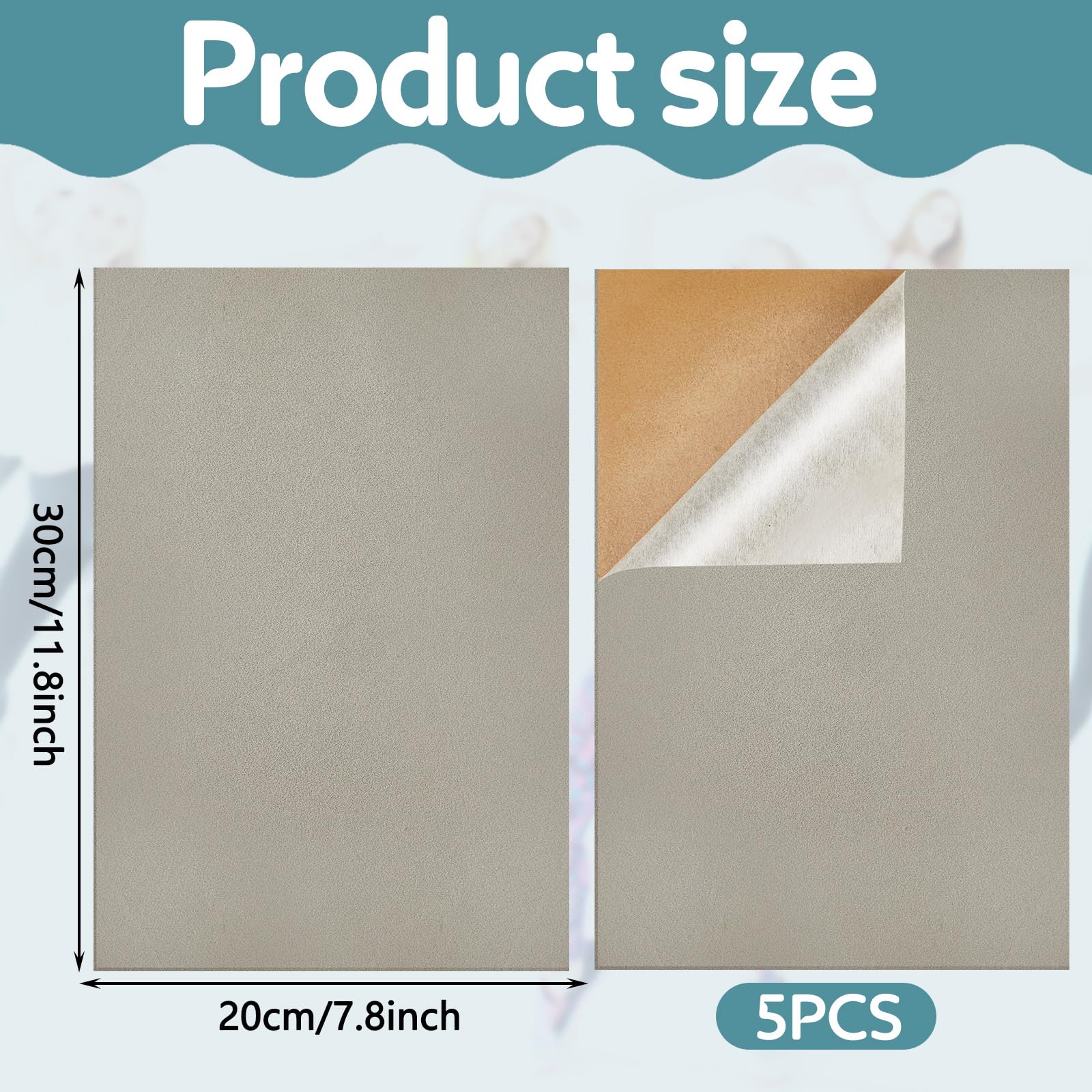 Dunzy 5 Pcs Stick on Self Adhesive Suede Soles for Dance Shoes 8.6 x 11.8 Inch Non Slip High Heeled Shoe Protector, Artificial Leather Sheets Friction Reducing Dance Sole Suede Shoe Sole Pads (Gray)