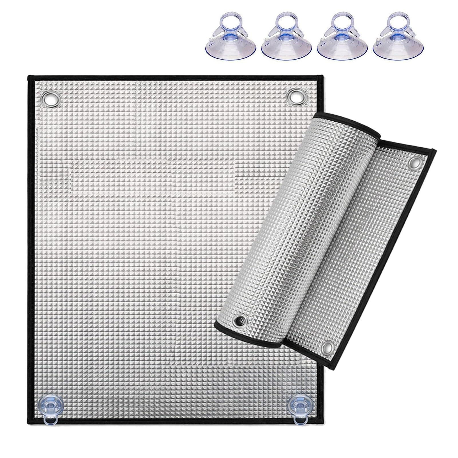 Pellicola Anti-Calore Per Vetri Finestre Per Veranda Balcone Tetto Camper | Anti Calore e Freddo Pannello Oscurante con Ventose Trasparenti Occhielli in Alluminio(150x300cm)