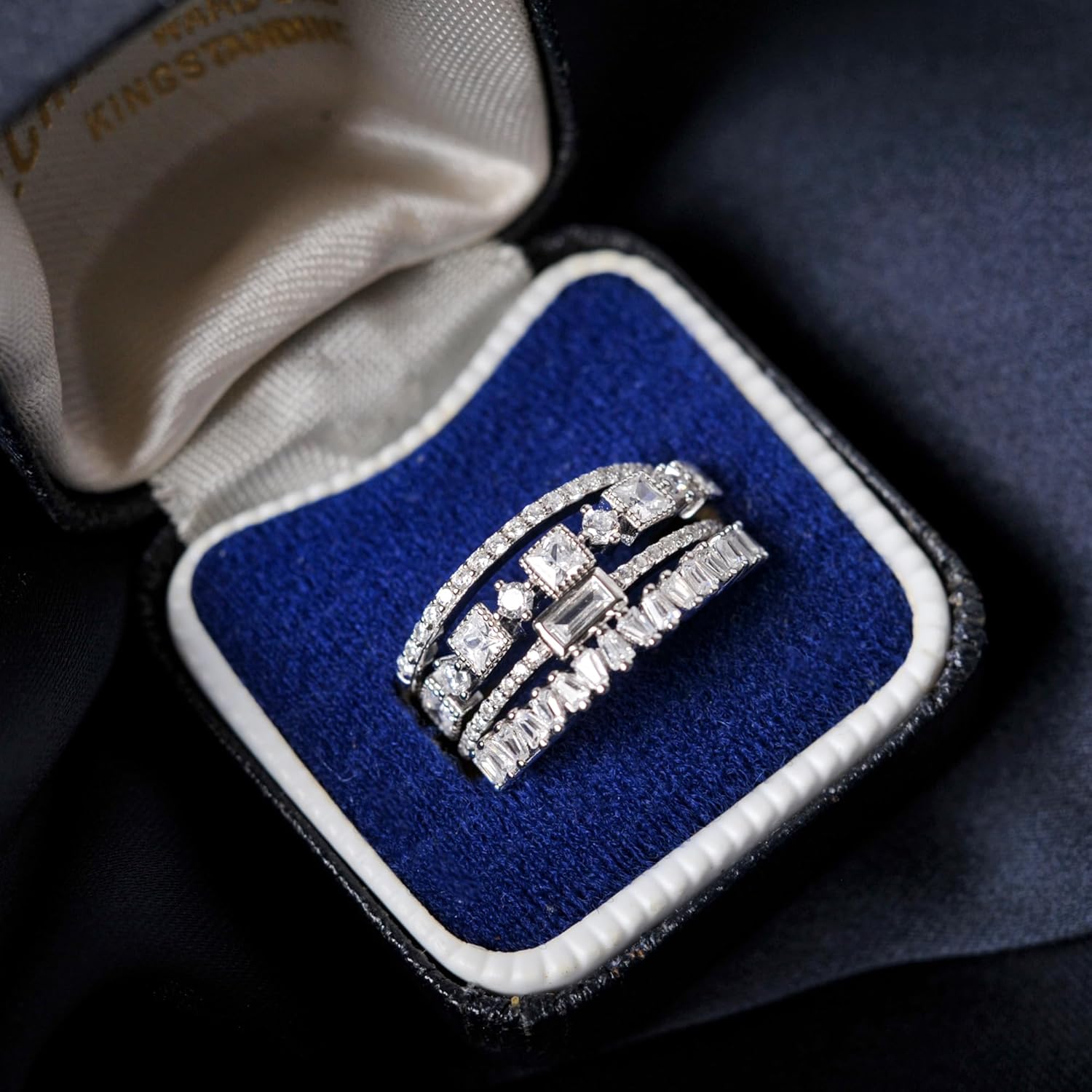 4 Pcs Cubic Zirconia Wedding Bands for Women 925 Sterling Silver, 14k White Gold Plated AAA CZ Solitaire Eternity Rings, Stackable Simulated Diamond Engagement Wedding Ring Sets for bride - Image 9