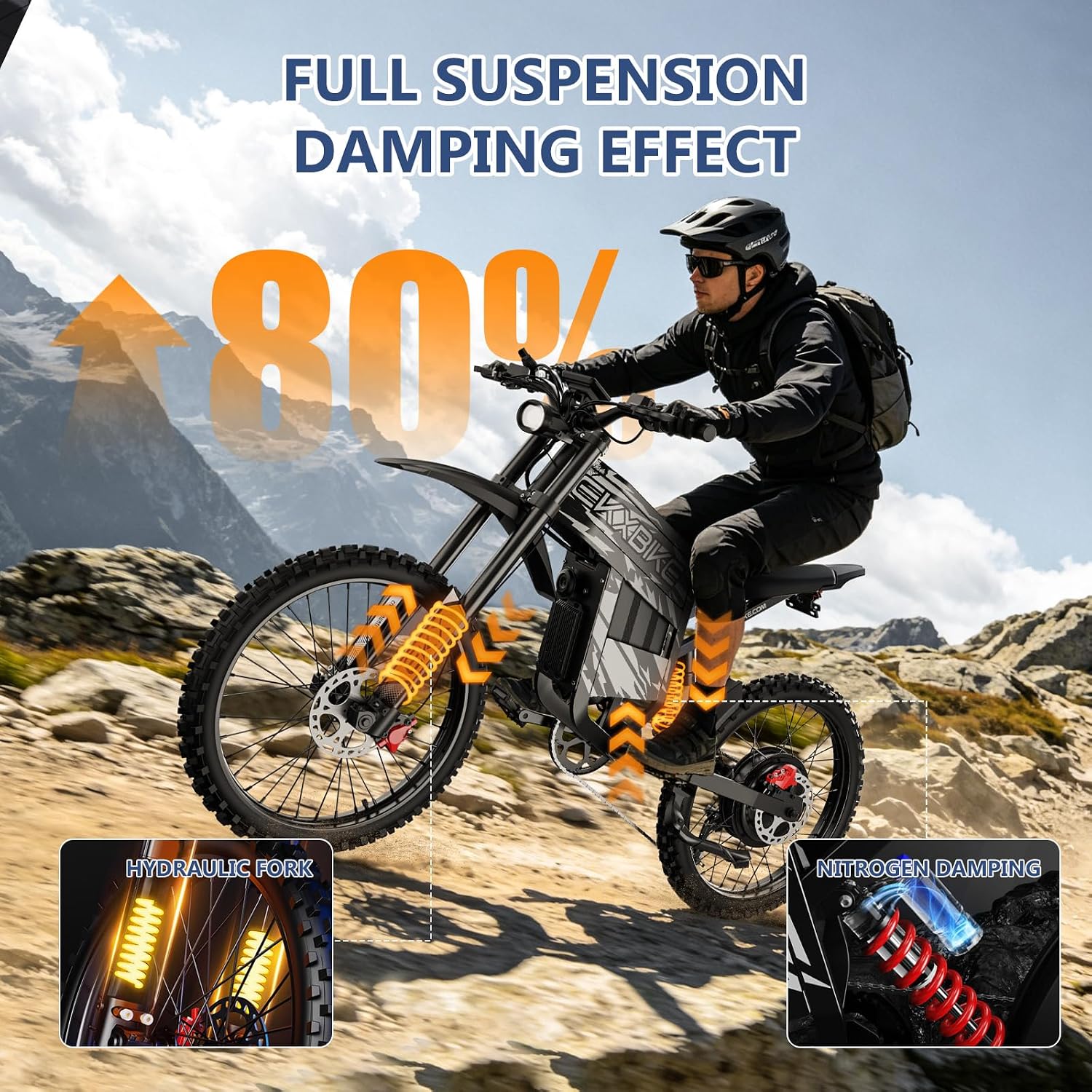 Electric Dirt Bike for Adult, 6000W Peak Electric Motorcycle, Bicicleta Eléctrica Para Adultos 45 Mph Speed Ebike 60V 30AH Electric Bike 19'' Off-Road Tires Hydraulic Brakes & Full Shock Absorption