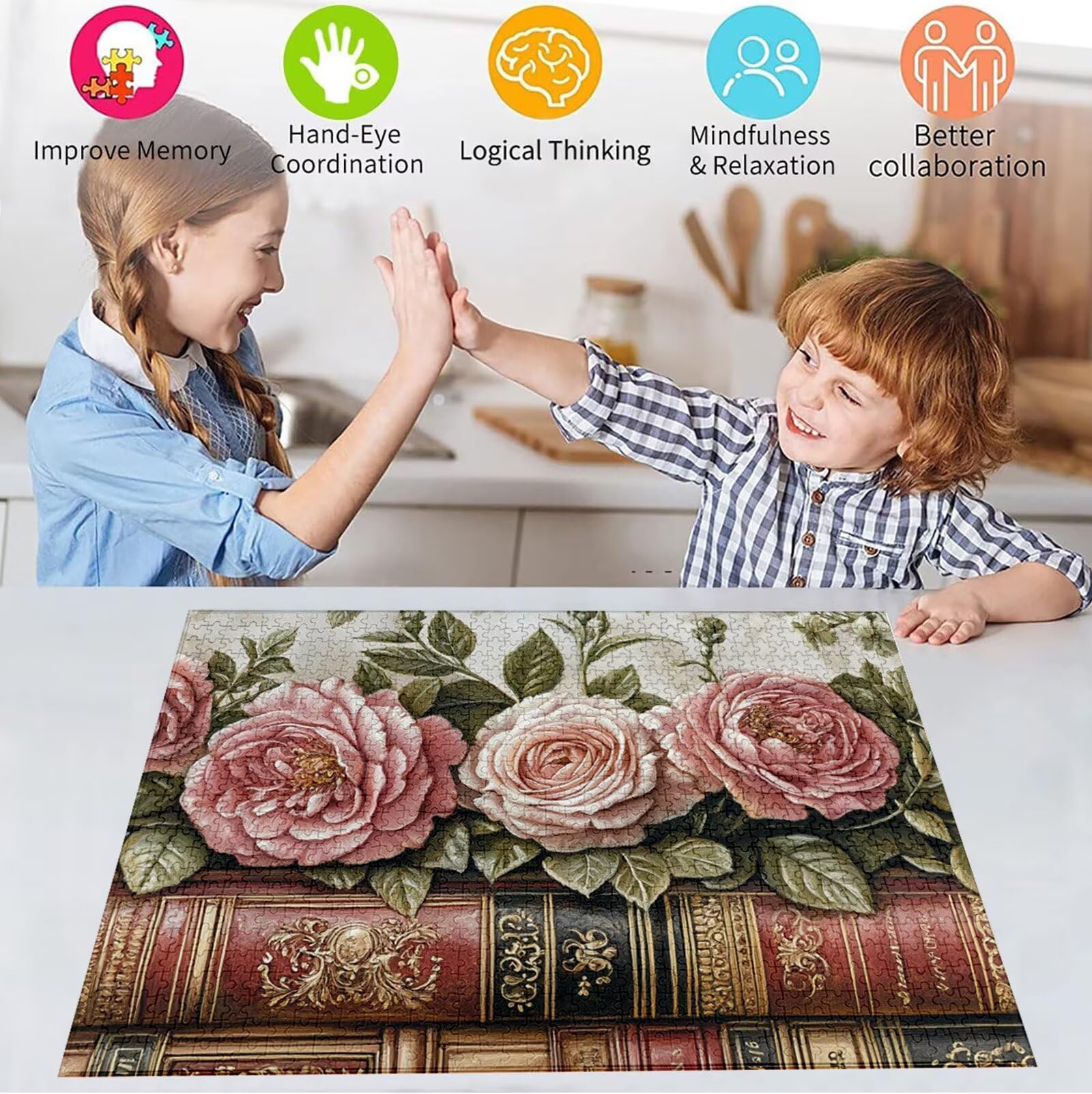 Puzzle 5000 Pezzi, 3 4 5 Anni Puzzle Rosa 6 7 8 Anni Giochi Educativi Sostenibili Con Motivi Per Adulti Da Gioco in Legno Di Alta Qualità Jigsaw Libro per Gioco Familiare, 2026 Regalo Natale H-5471