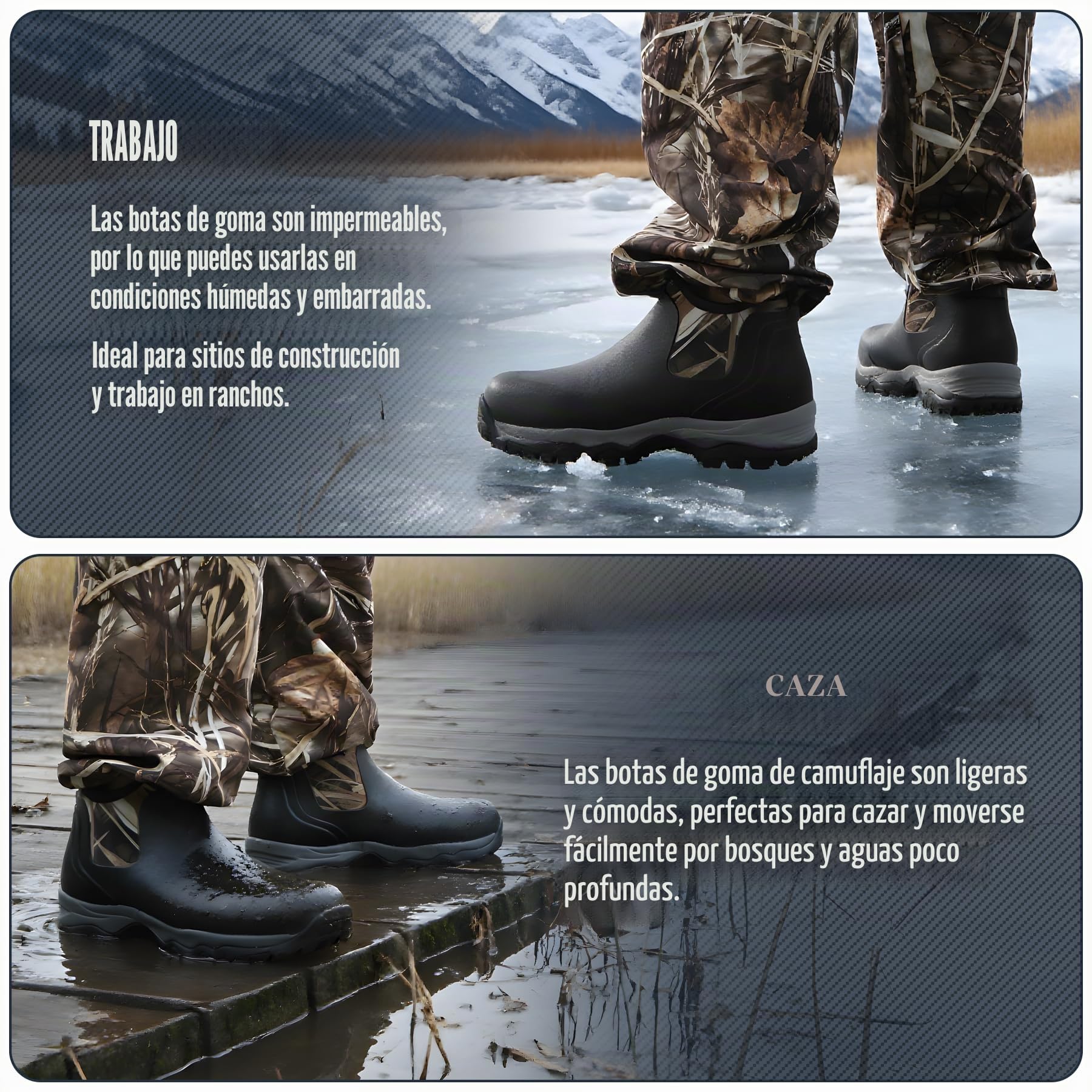GUGULUZA Botines de goma aislados de neopreno para hombre, impermeables, para caza, pesca, patio
