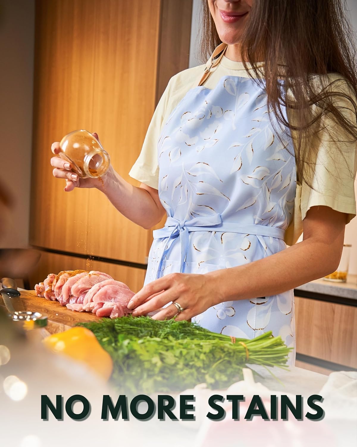 Premium Adjustable Cooking Aprons for Women with Pockets| Poly-Cotton Waterproof Kitchen Apron| Cute Floral Design, Long Ties - Image 2