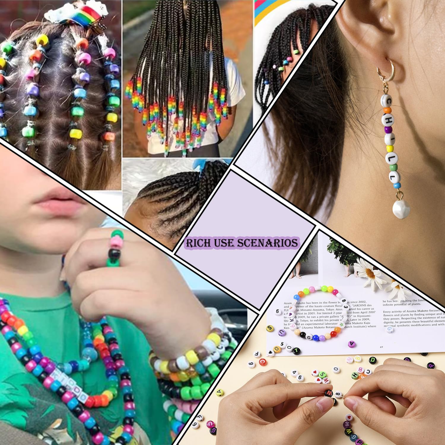 LYMOOR 4240 - Juego de cuentas de pony, 120 colores, incluye 1000 cuentas Kandi de ojo de arcilla arcoíris para hacer pulseras, cuentas de pelo para joyas, collares, manualidades, con caja de regalo y