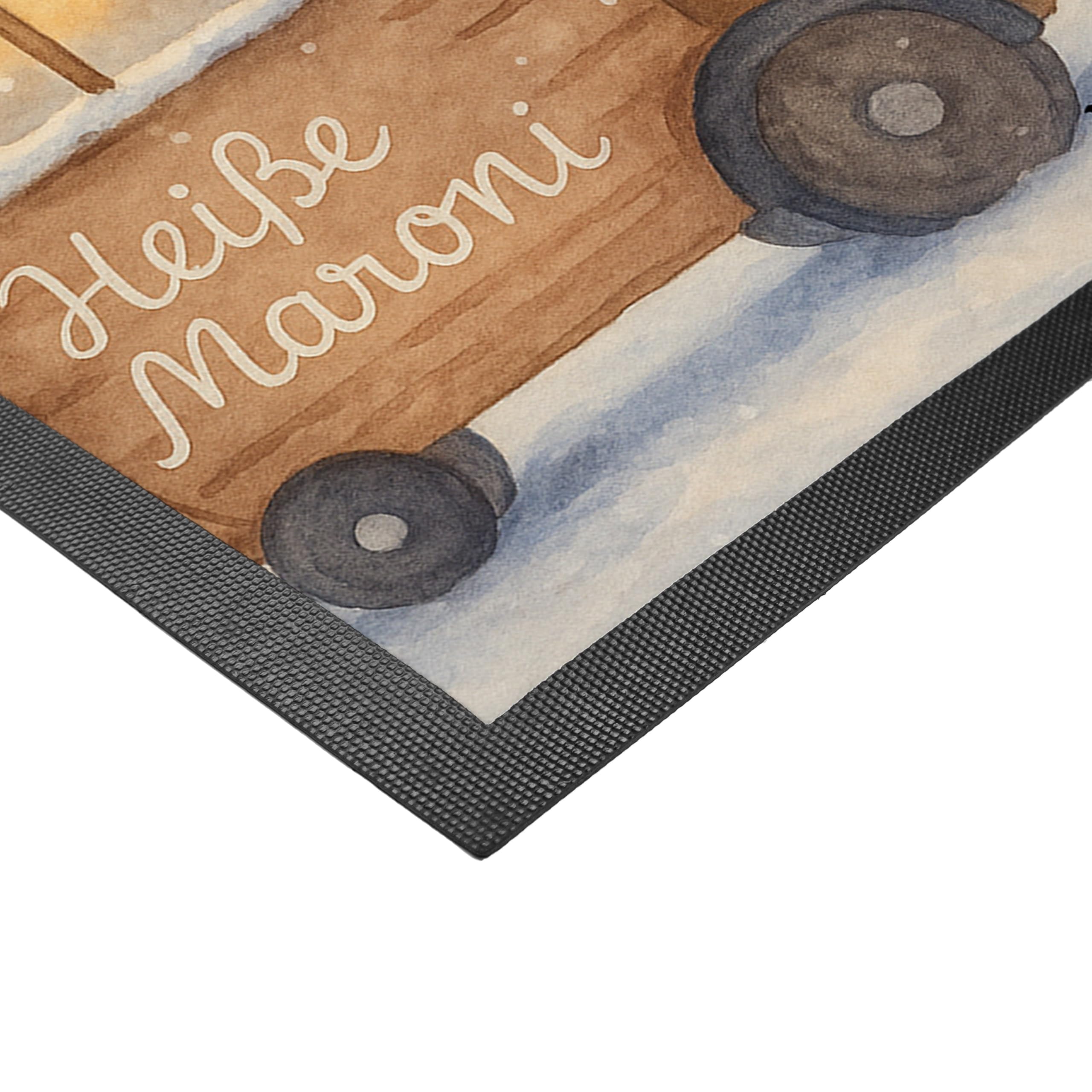 Mr. & Mrs. Panda Bodenvorleger Igel Maronen Design 60 x 90 cm - Geschenk, Gummimatte, Schmutzmatte, Schmutzfangmatte, Weihnachtsmarkt, Fussmatte, Duft, Weihnachten, fußmatte, Kastanien, Fußabstreifer