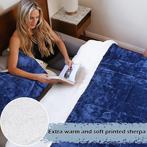 Miniatura 6 de Catalonia Classic Juego de edredón de franela de vellón sherpa de 3 piezas, tamaño Queen, juego de ropa de cama ultrasuave y cálido para invierno (1