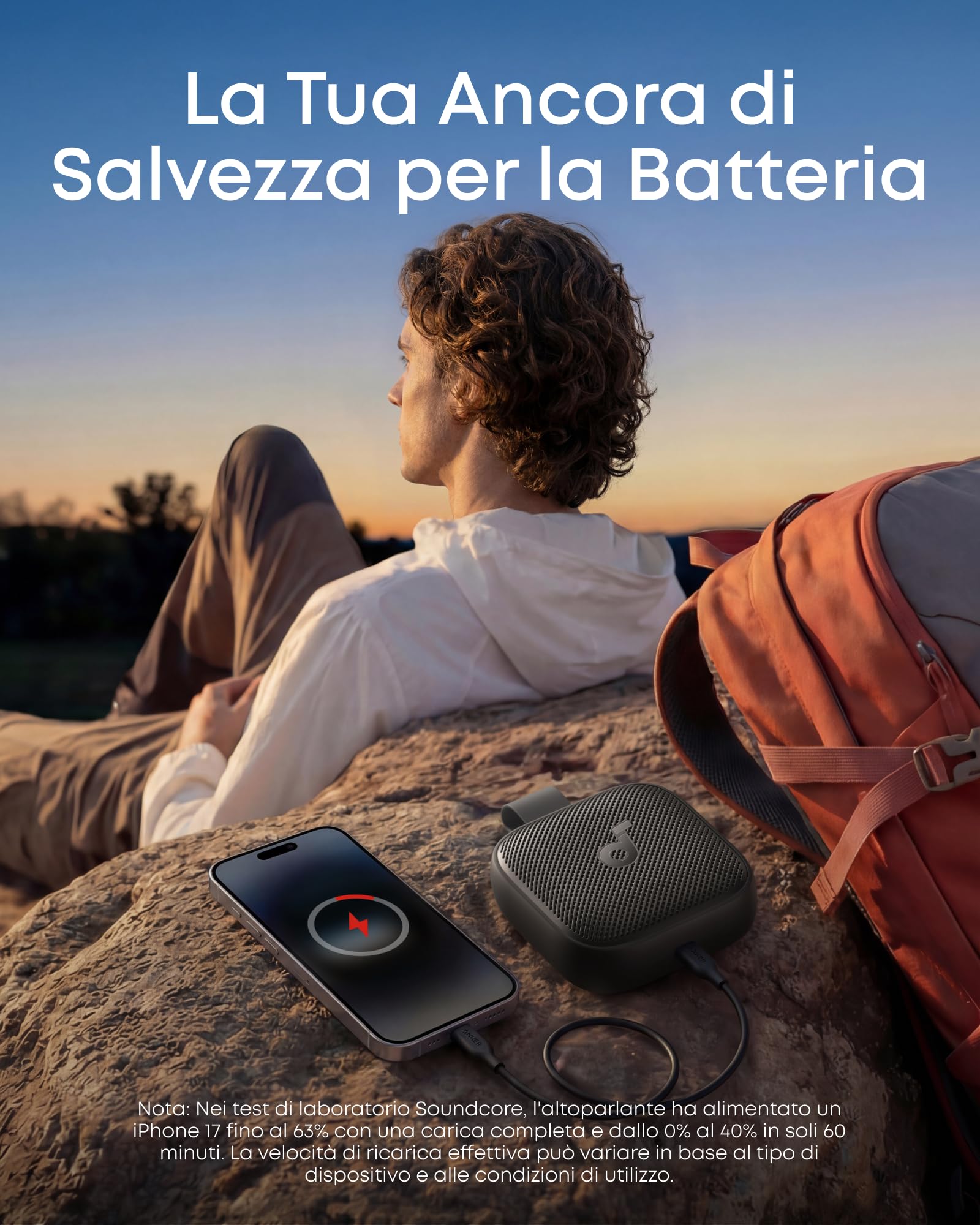 Soundcore Boom Go 3i by Anker, Altoparlante Portatile, Audio 15W, 24H Autonomia, IP68, BassUp 2.0, Ricarica Emergenza, Bluetooth 6.0, Impermeabile per Trekking/Ciclismo/Campeggio (Nero)