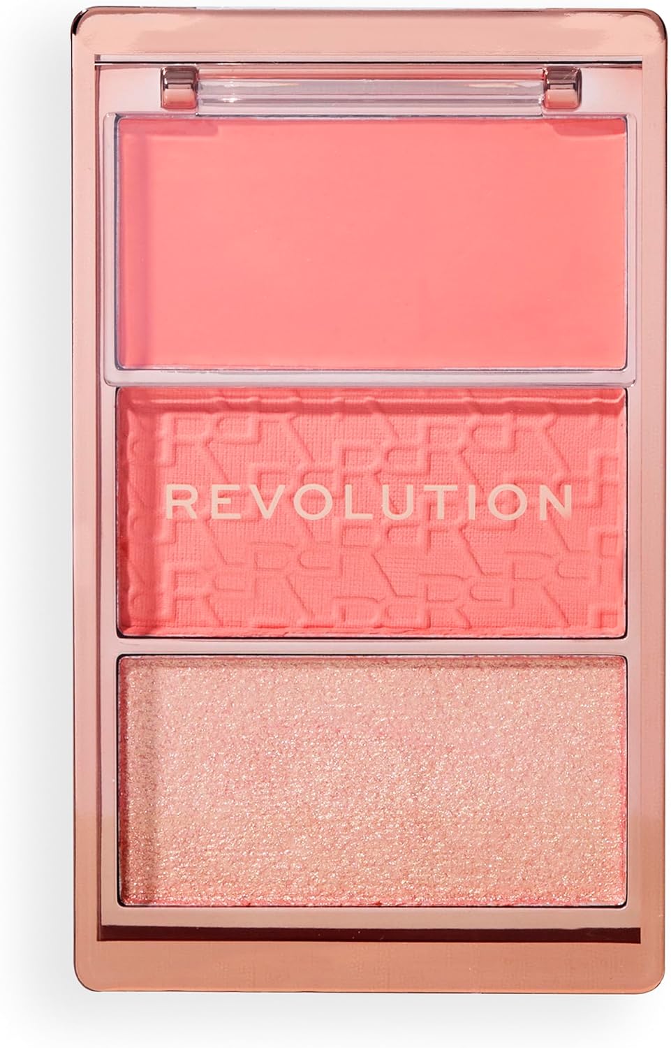 Revolution, Blush Icon Palette, Crème & Geperste Poeder Blush, Sterk Gepigmenteerd, Gezichtspalet, Vegan & Dierproefvrij, 3 Kleuren, Authentic Peach