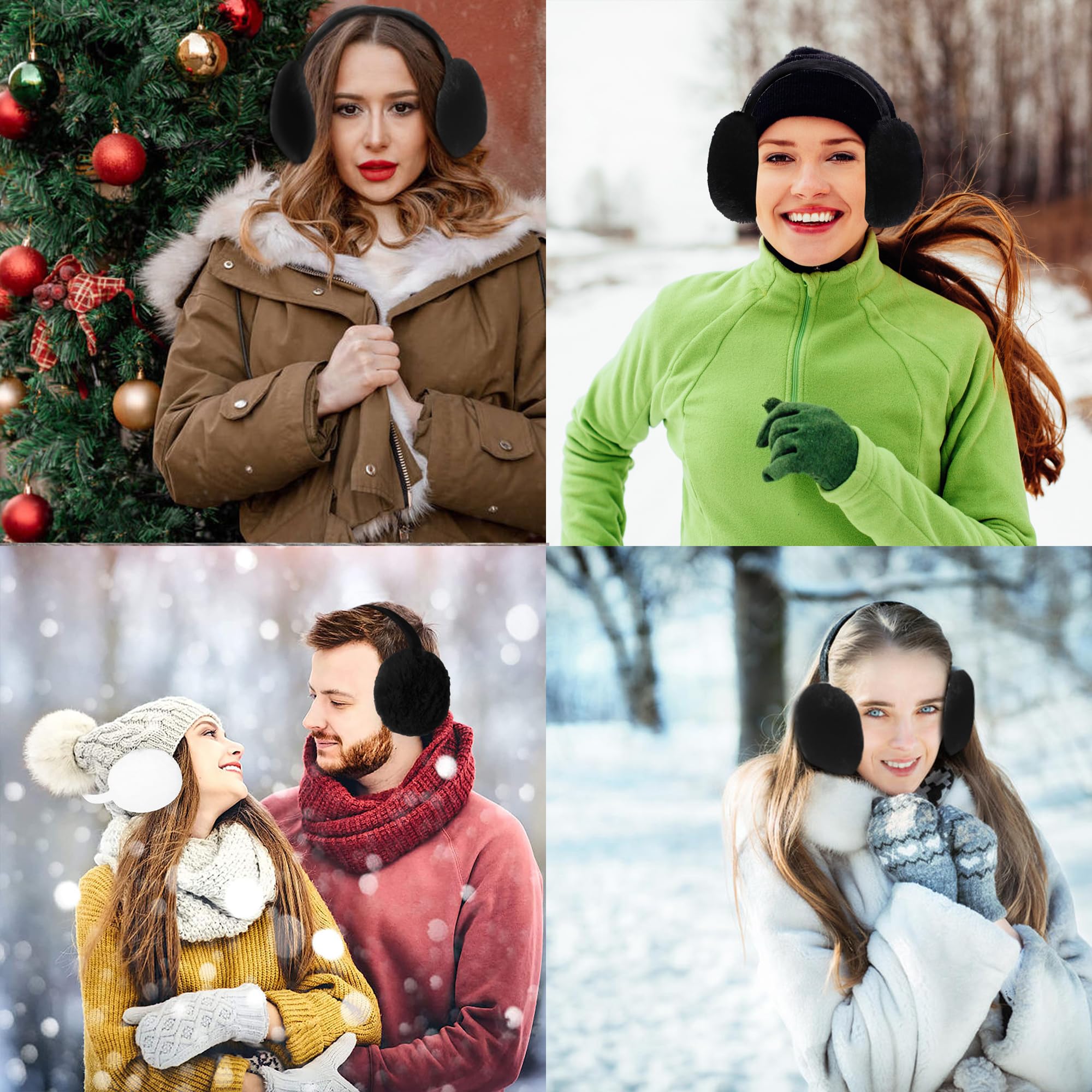 Damskie zimowe nauszniki, zdejmowane, nadają się do prania, pluszowe, ciepłe, z dzianiny na kablu, nauszniki outdoorowe, ciepłe, składane