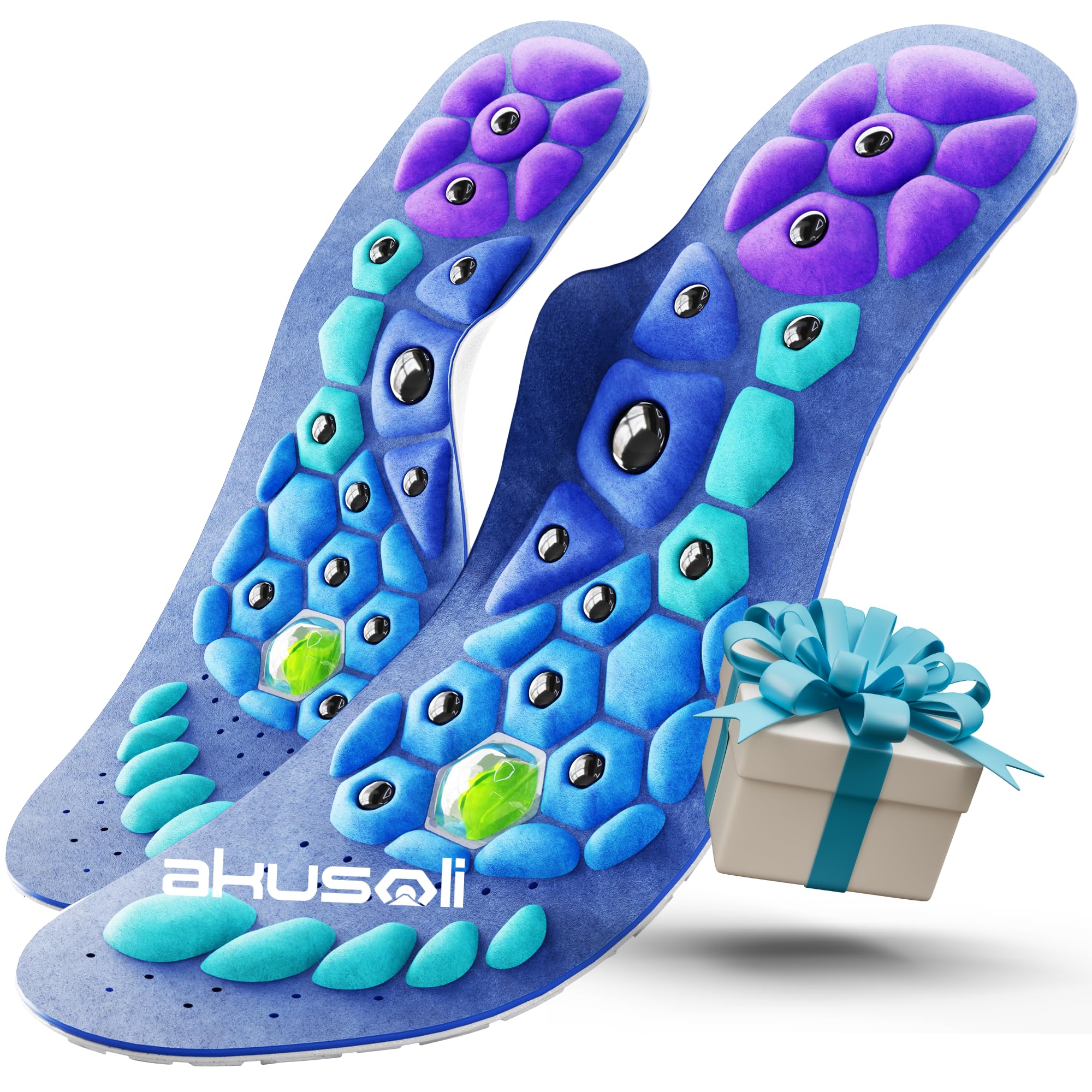 AkusoliAkusoli Insoles for Women and Men. Arch Support Shoe Insoles. Insole for Flat Feet, Shock Absorption. Magnetic Acupressure Shoe Inserts UK3-7(10.6in)