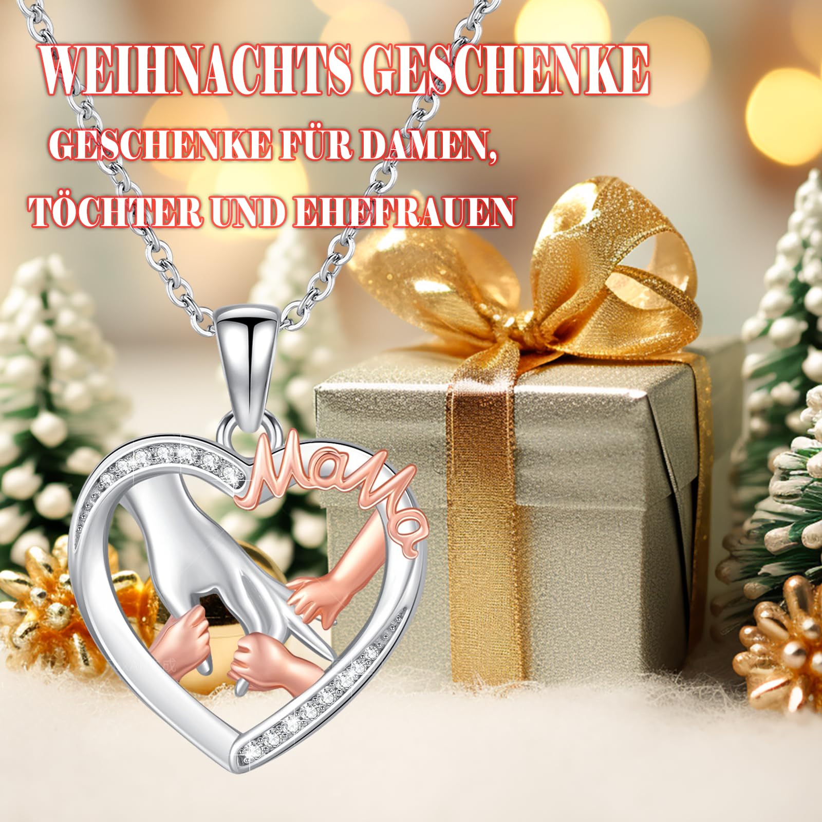 Mutter und Tochter Kette 925 Sterling Silber Mama Halskette Mom und Kind Liebe Herz Anhänger Anhänger Halskette Schmuck Geschenke für Mama