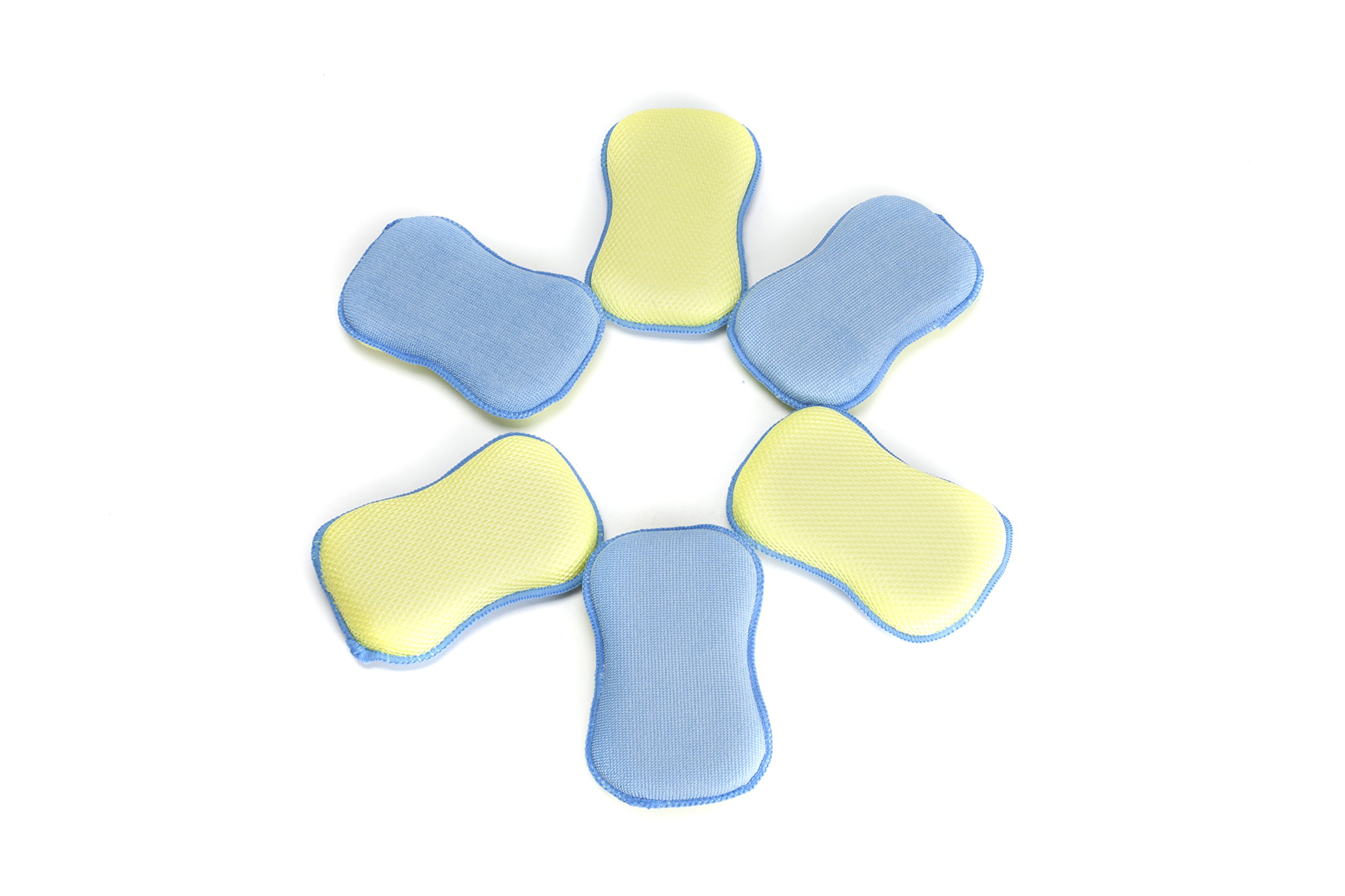 LTWHOME Dual Sided Microfiber 2 in 1 Washing Up Pad Scrubbers and Cleaning Sponges - Non Scratch and Odour Free Technology(Pack of 6)