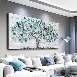 QIYILEXWART Canvas Wall Art For Living Room Wall Decor For Bedroom Office Wall Decoration Green Tree Landscape Painting Abstract Pictures Artwork Room Aesthetic Home Decor 20x40 In