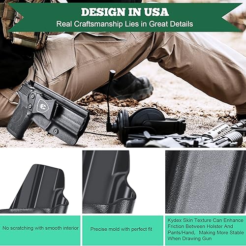 Miniatura 3 de M&P Shield EZ Holster, IWB KYDEX Holster Opcional Smith & Wesson M&P 0.354 in Shield EZ & S&W M&P 380 Shield EZ Pistol, funda interior de la cintura