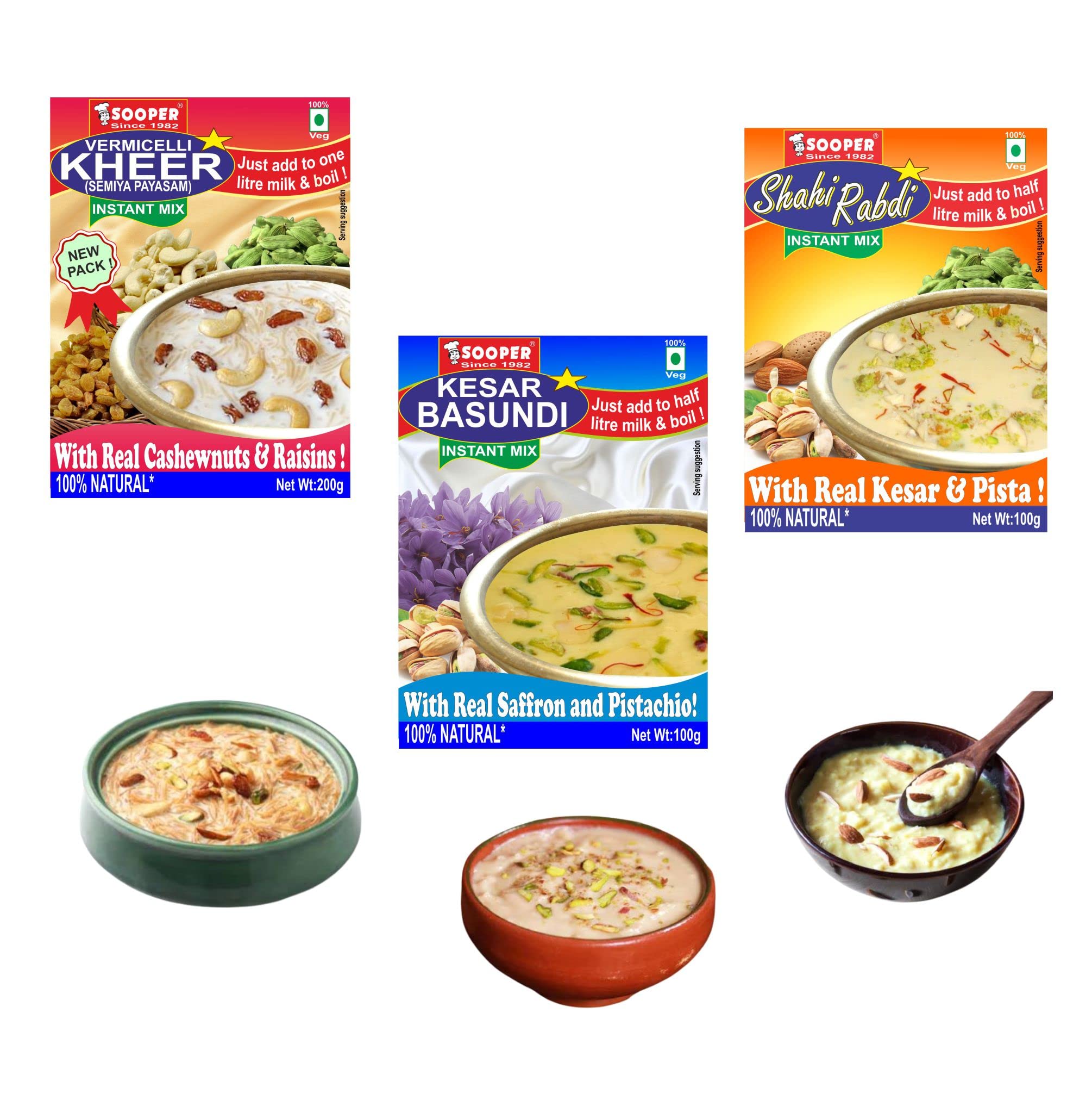 Sooper Combo of Kheer Mix 200 Grams + Kesar Basundi 100 Grams + Shahi Rabdi 100 Grams Pack Of 3 (B098L6PL4V) Amazon Price History, Amazon Price Tracker