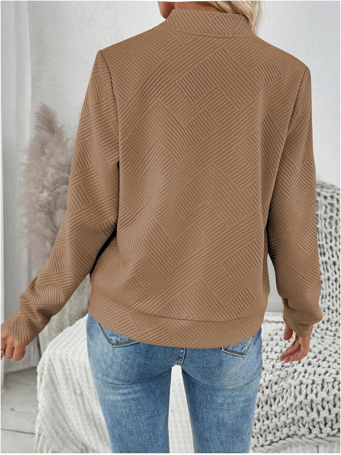 Verdusa Women's Zip Up Bomber Jacket Casual Long Sleeve Textured Lightweight Coat Business Casual Outfits Spring Fall Clothes - Image 2