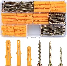 110 Pcs Screws and Wall Plugs Set(55 x Masonry Screw, 55 x Expansion Anchor Bolts), M6 M8 Wall Plugs and Screws, for Brick Concrete Drywall Self Tapping Screw and Wall Plug