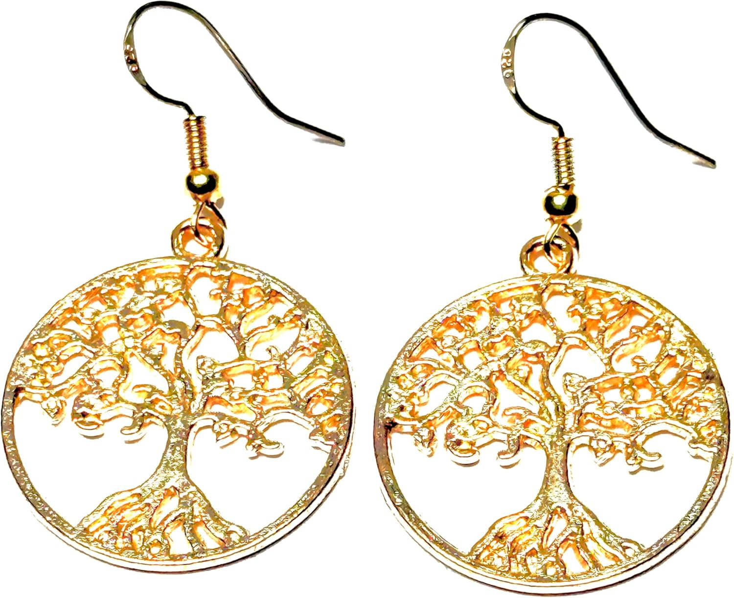 Rose gold tree of life dangle earrings