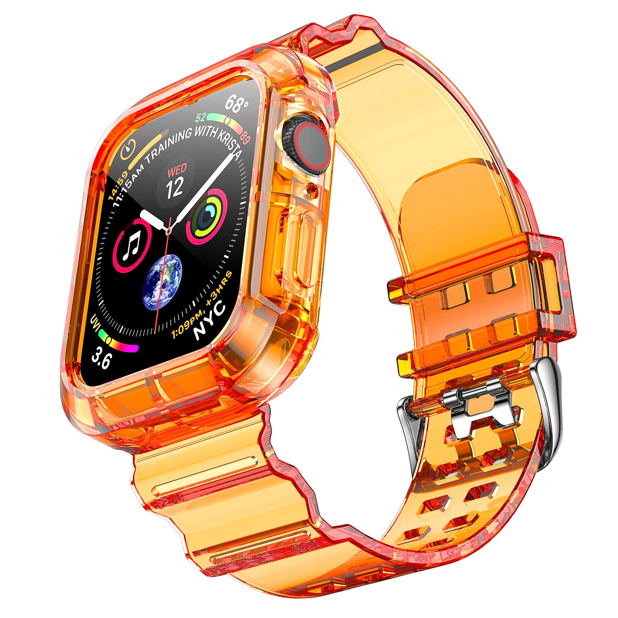 Clear Watch Band for Apple Watch 42mm 44mm 45mm Transparent Clear Soft Silicone Sports Band Compatible with Apple iWatch Series 9 8 SE 7 6 5 4 3 2 1 (