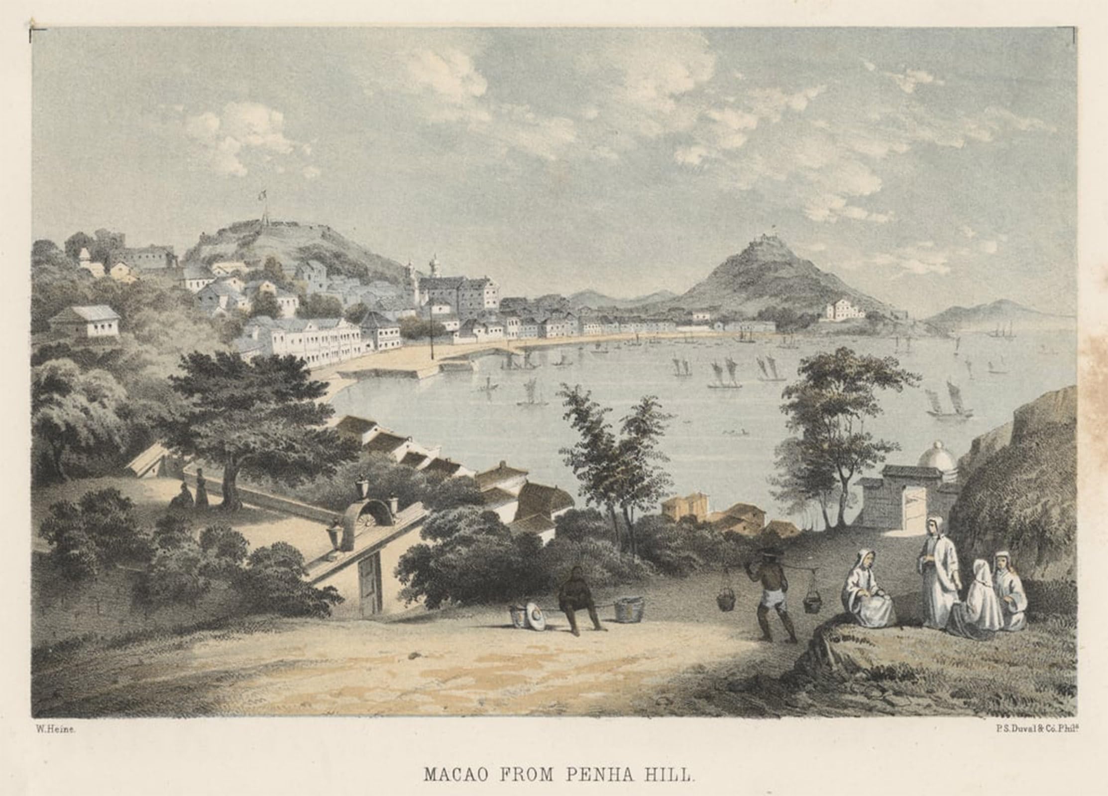 HRJUBWREE Oil Painting Prints on Canvas Painting Picture Macao From Penha Hill by Wilhelm Heine Artwork Canvas Prints for Home Decor 60x90cm