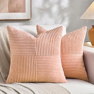 Fancy Homi 2 Packs Peach Decorative Throw Pillow Covers 18x18 Inch for L...