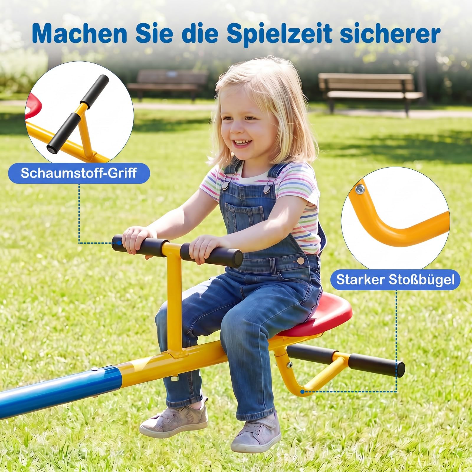 COSTWAY 2-Sitzer Schaukelwippe, Gartenwippe 360° drehbar, Kinderwippe Metall bis 60kg
