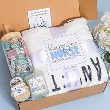 Nurse Appreciation Gifts for Women,Nurse Gift Basket with Nap Blanket, 16oz Glass Cup, Scented Candle, Cute Potato Doll & Card, Thank You Gifts for Nurses, Coworkers, Healthcare Workers