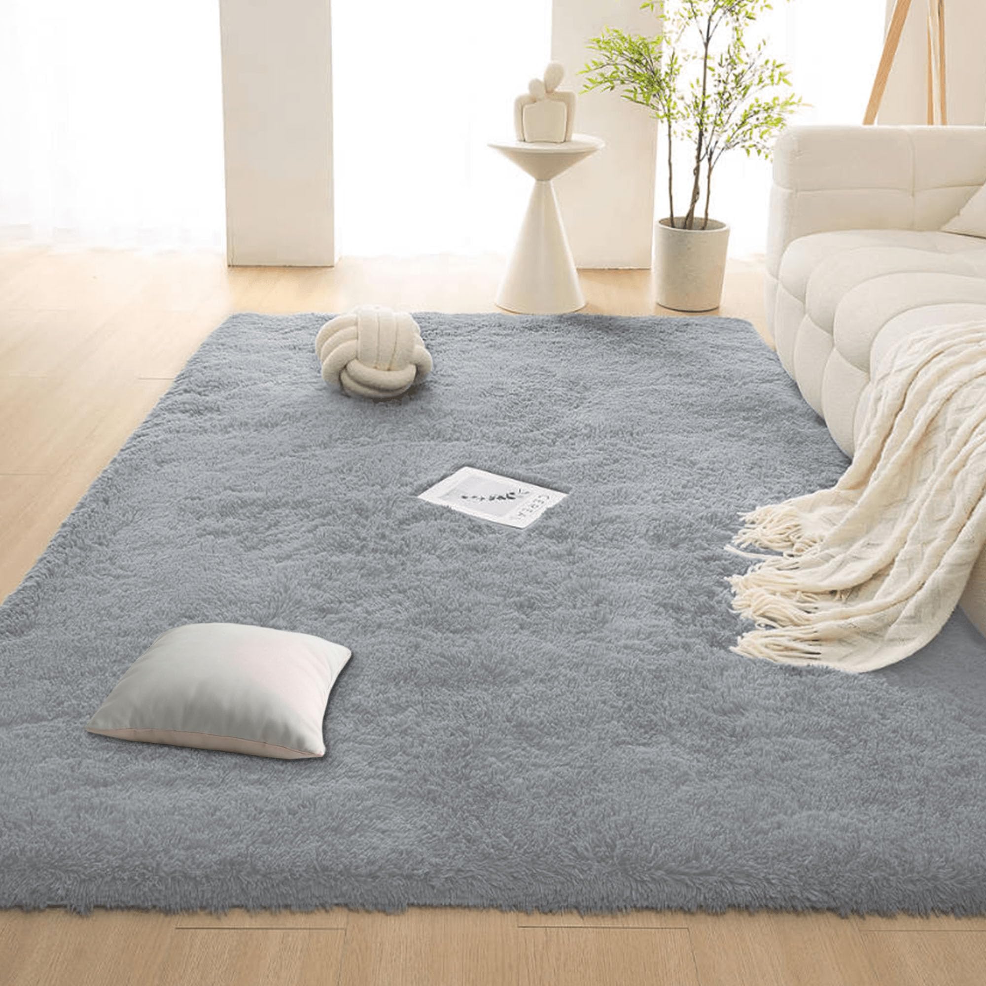 Tapis de salon shaggy antidérapant idéal pour la chambre de bébé