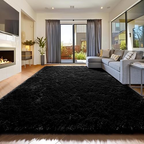 Miniatura 56 de Amdrebio alfombras azules y púrpuras de arcoíris de sirena para decoración de habitación de niñas, alfombras de área de 5 x 8 pies mullidas y kawaii