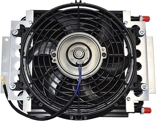 A-Team Performance - Enfriador de aceite de 5" con ventilador eléctrico de 10" y ajuste de 38" 48" L - Kit de manguera