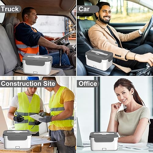 Miniatura 7 de Fiambrera eléctrica para adultos, 100 W1.8 L con calefacción para hombres, trabajo, automóvil, camión, lonchera portátil con calentador de alimentos