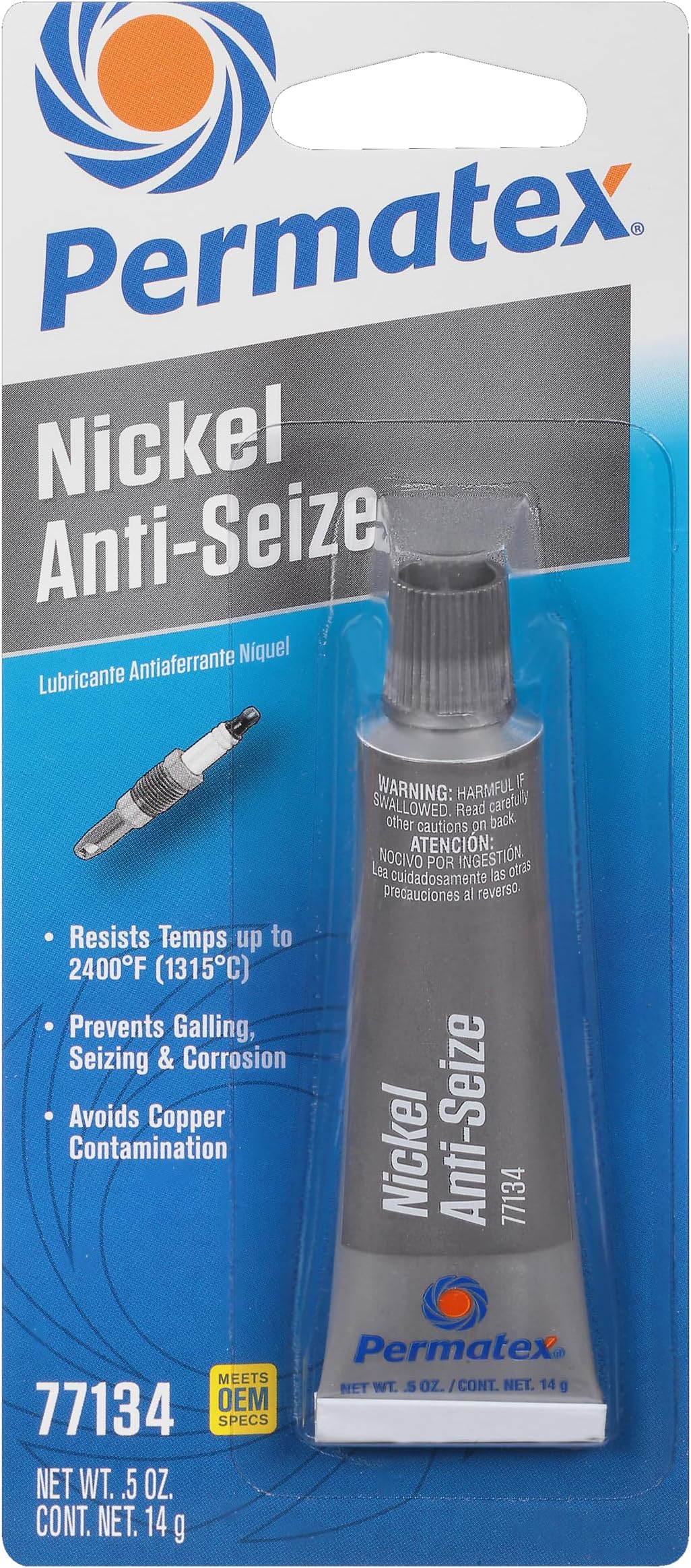 Permatex 77134 Nickel Anti-Seize Lubricant, High-Temp Protection up to 1316°C, Ideal for Extreme Pressure and Temperature Conditions 1 x 14g
