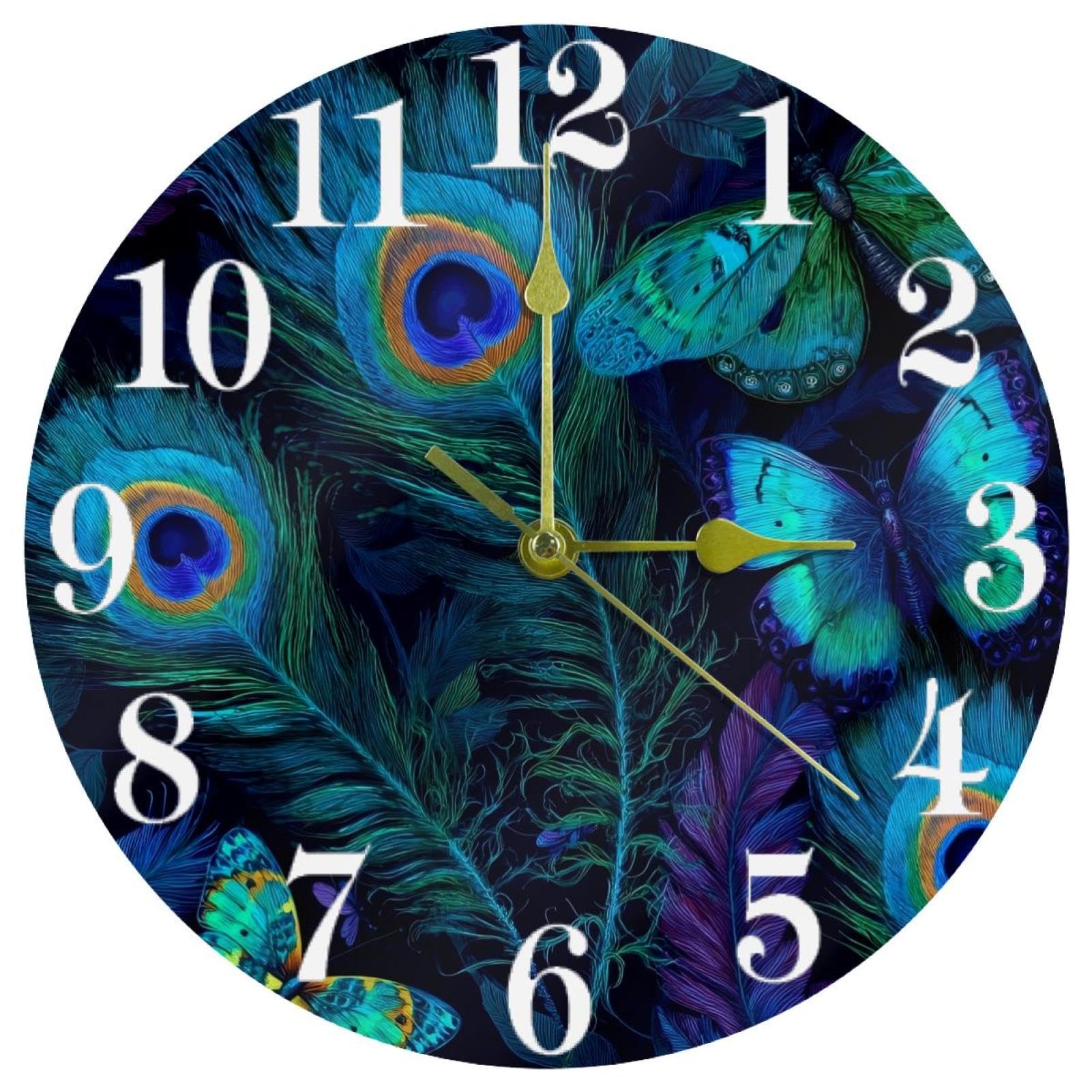 Horloge murale ronde fonctionne à piles avec cadran brodé chaleureux