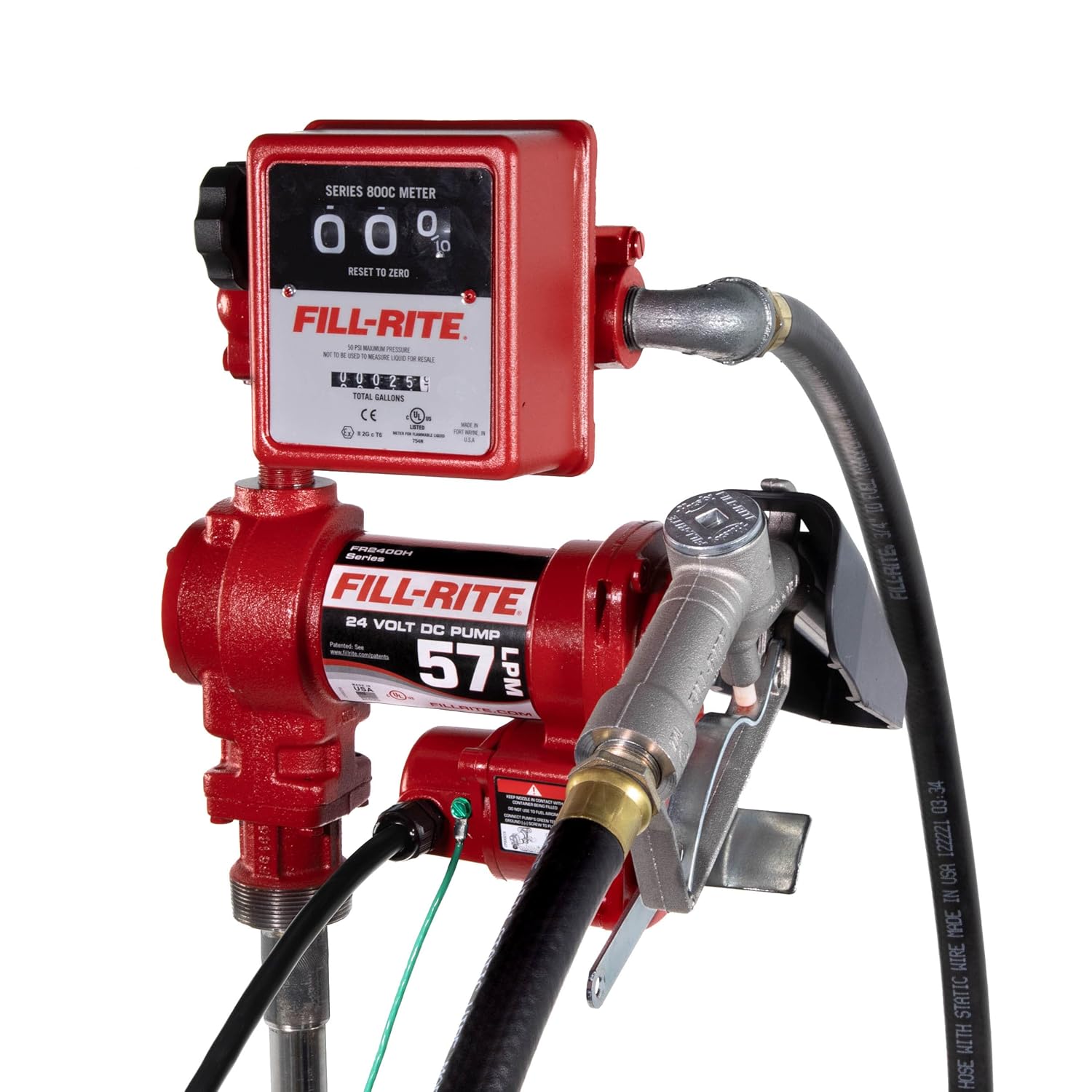 Fill-Rite - FR2411H FR2411G 24 Volt DC Pump with 807C Mechanical Meter