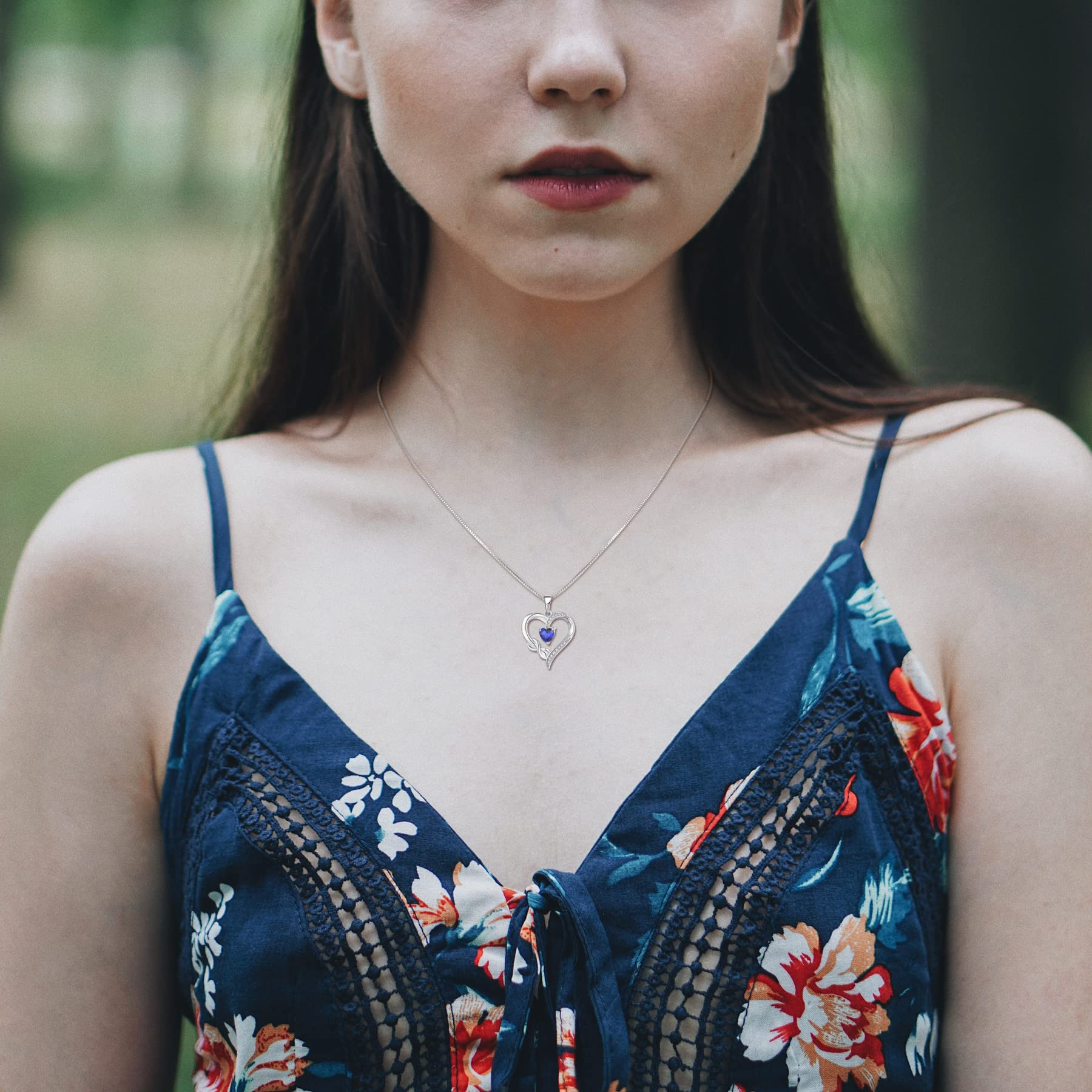 starchenie Collana Cuore Infinito Donna Argento 925 con Pietra Portafortuna Zirconi Ciondolo Regalo Gioielli di Compleanno Anniversario