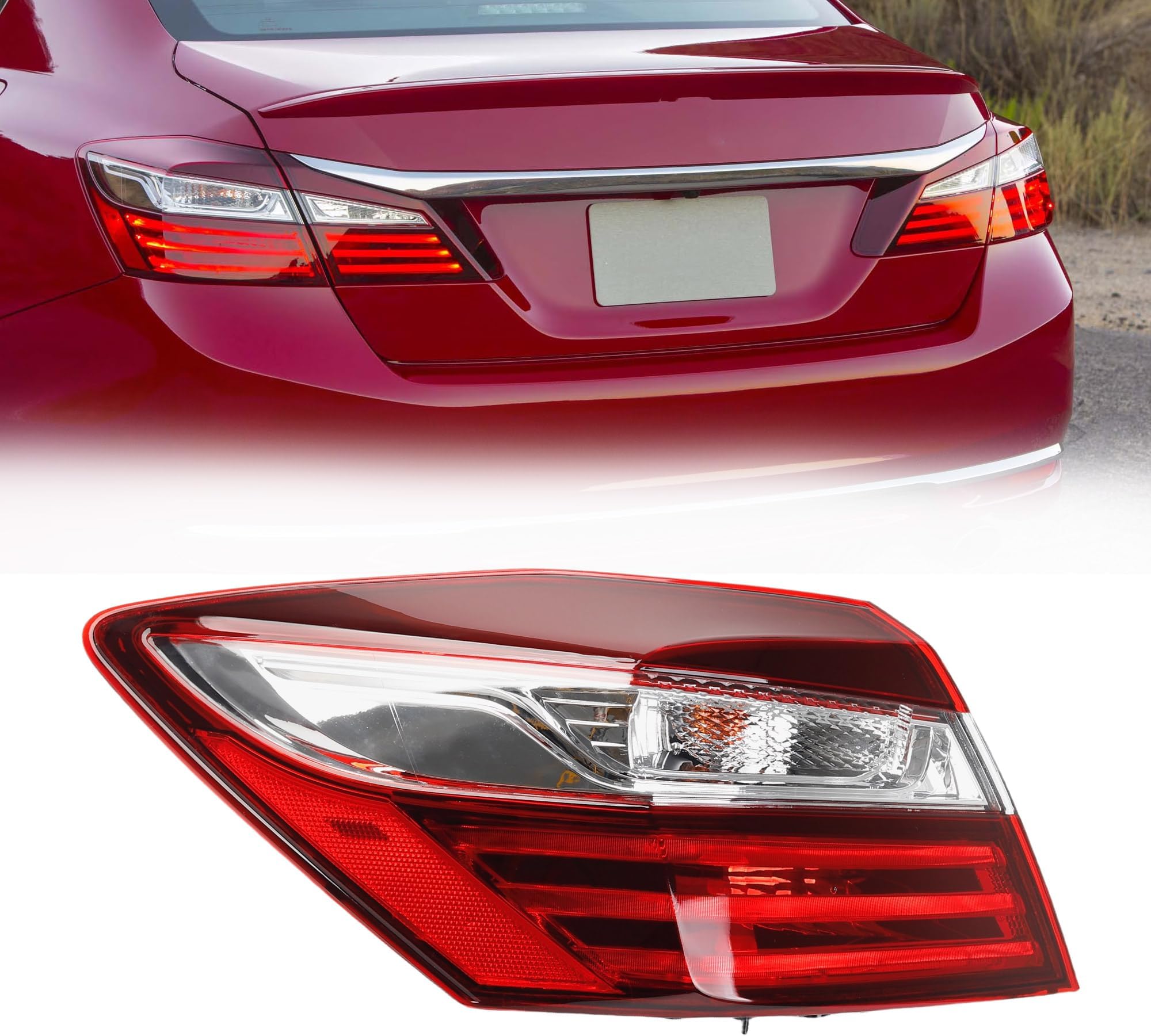 Dasbecan Driver Side Tail Light Compatible with Honda Accord Sedan 2016 2017 Left Rear Lamp Outer Replaces# 33550T2AA21 with LED