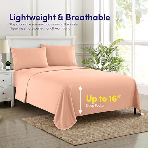 Vista 22 de 1500 Supreme Collection - Juego de sábanas extrasuaves con esquinas tipo bolsillos profundos, ropa de cama hipoalergénica sin arrugas, más de 40